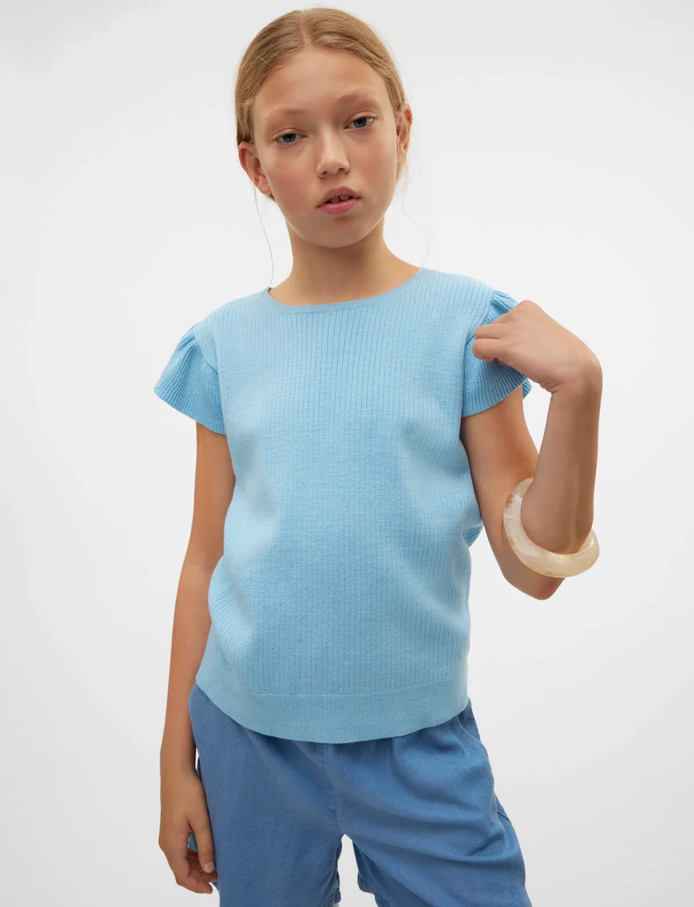 Vero Moda Girl - VMZANZIBAR SL O-NECK TOP GA GIRL - blusen & tuniken - airy blue - 1