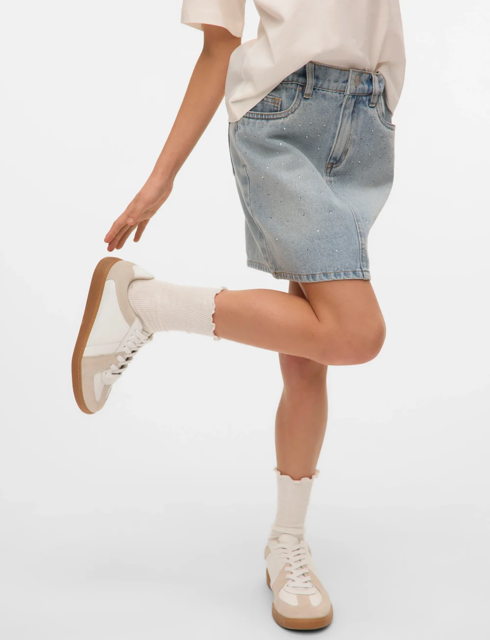 Vero Moda Girl - VMBLING MR SHORT RHINES DENIM SKIRT GIRL - teksaseelikud - light blue denim - 0