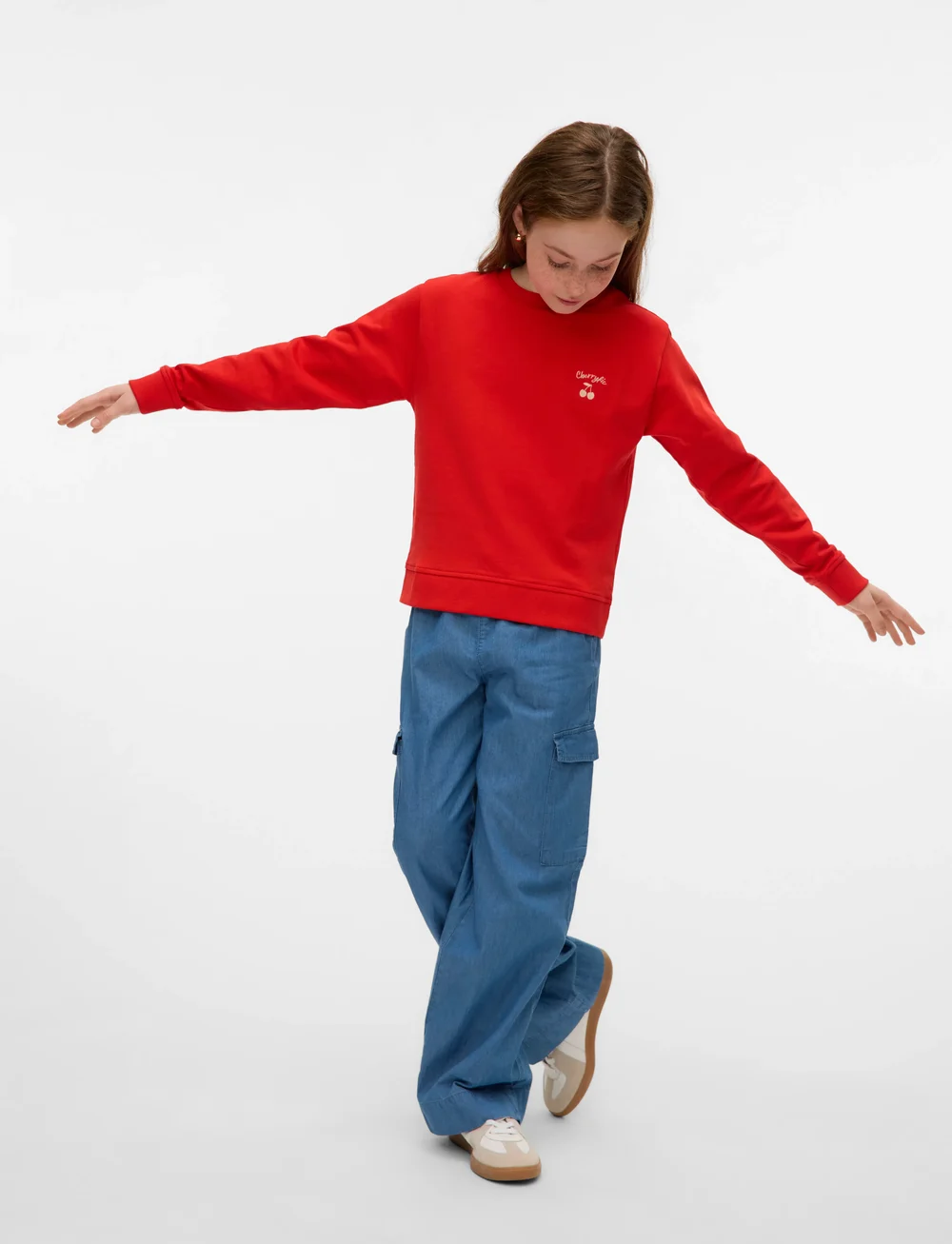 Vero Moda Girl - VMBRENDA POP LS SWEAT JRS GIRL - sweatshirts - fiery red - 0