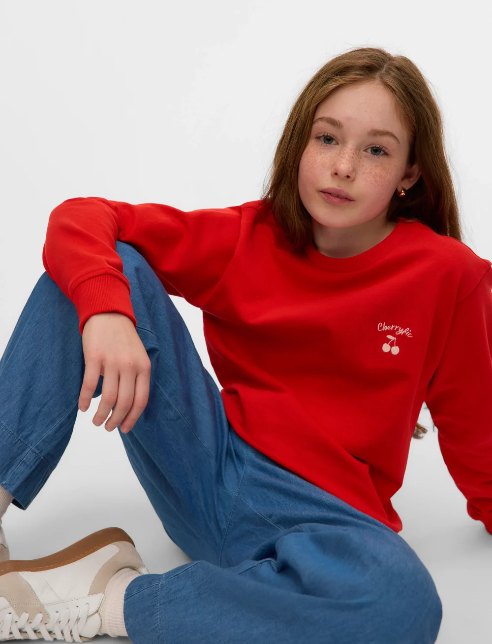 Vero Moda Girl - VMBRENDA POP LS SWEAT JRS GIRL - sweatshirts - fiery red - 4