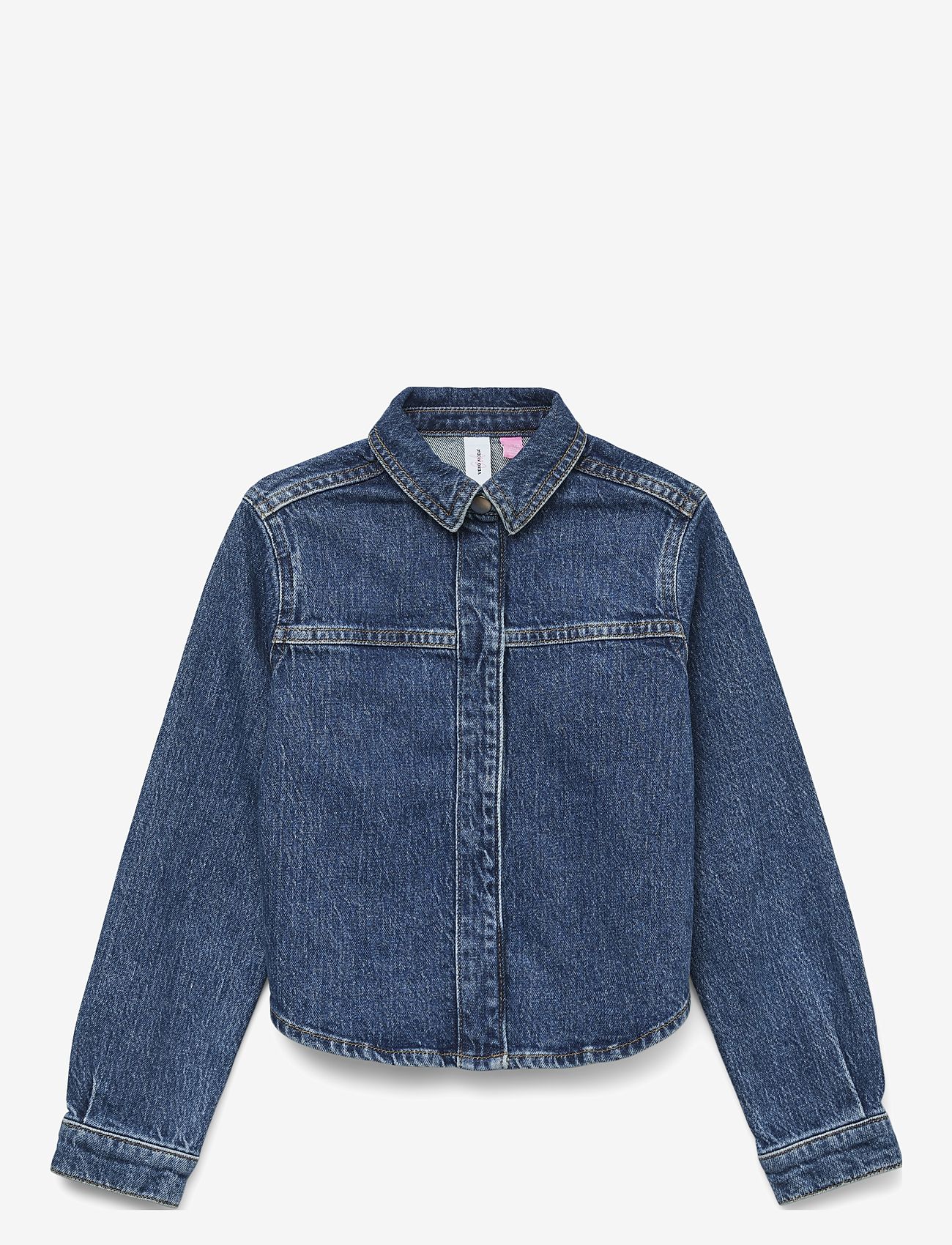 Vero Moda Girl - VMHAYDEN LS BOW DENIM SHIRT RA3040 GIRL - langærmede skjorter - medium blue denim - 0