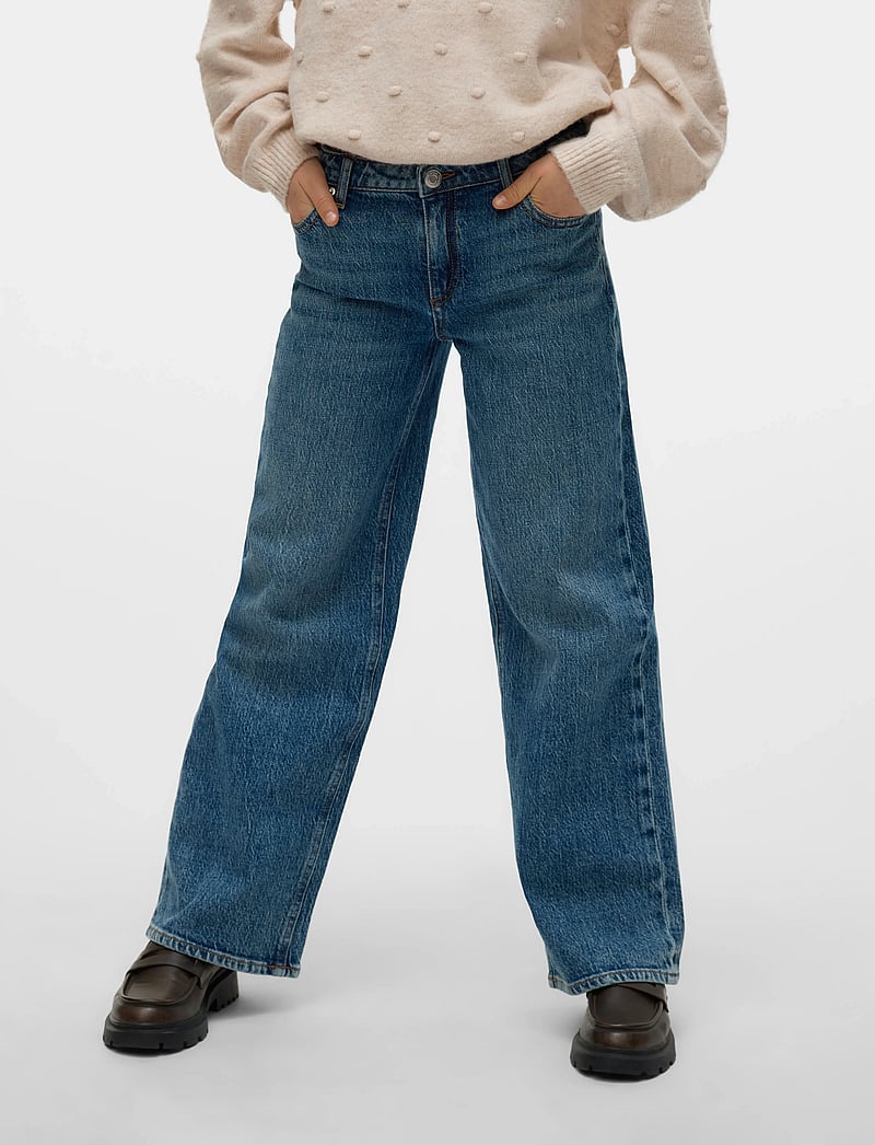 Vero Moda Girl - VMTESSA HR WIDE JEANS RA3033 GIRL NOOS - hosen mit weitem bein - medium blue denim - 0