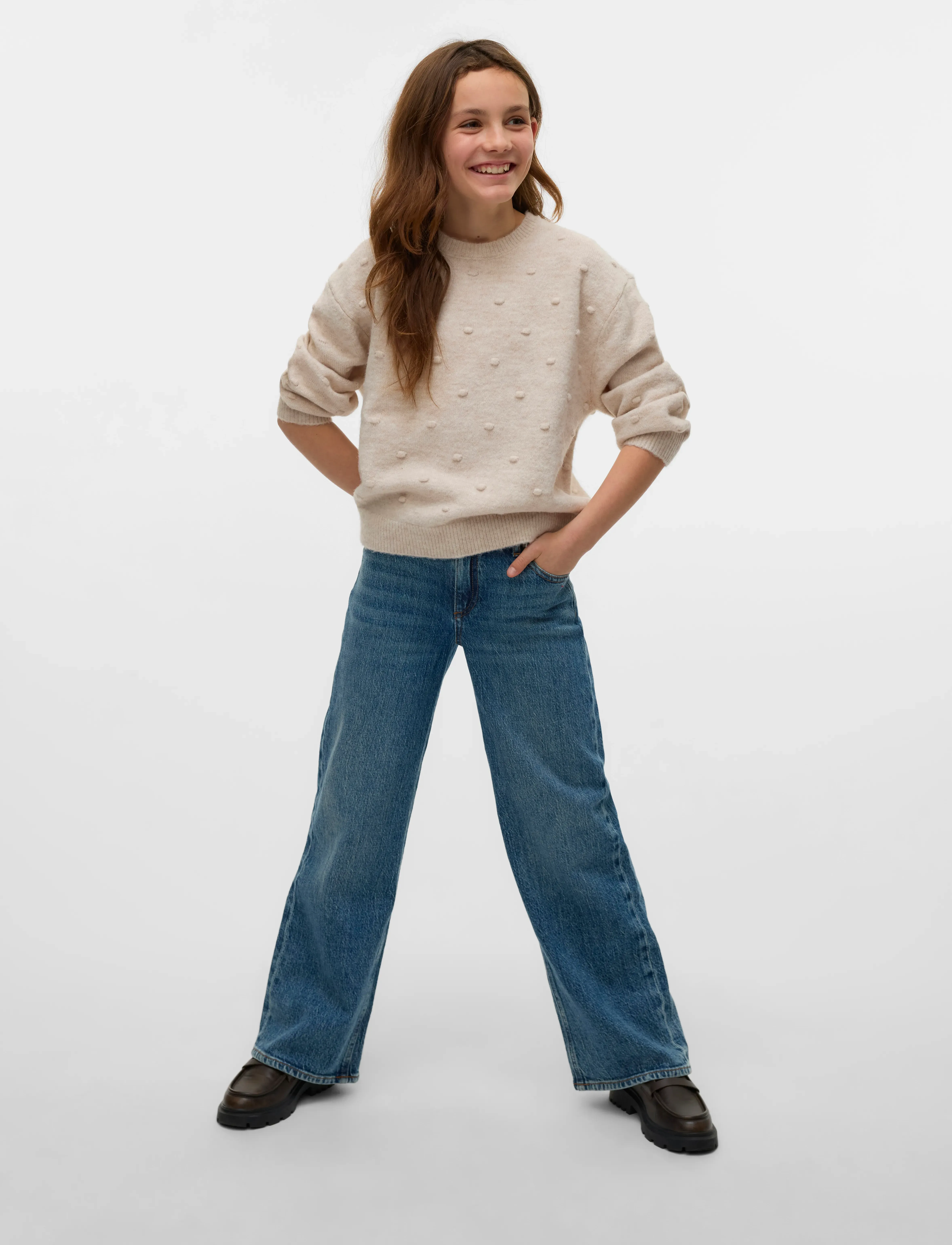 Vero Moda Girl - VMTESSA HR WIDE JEANS RA3033 GIRL NOOS - pantalons larges - medium blue denim - 4