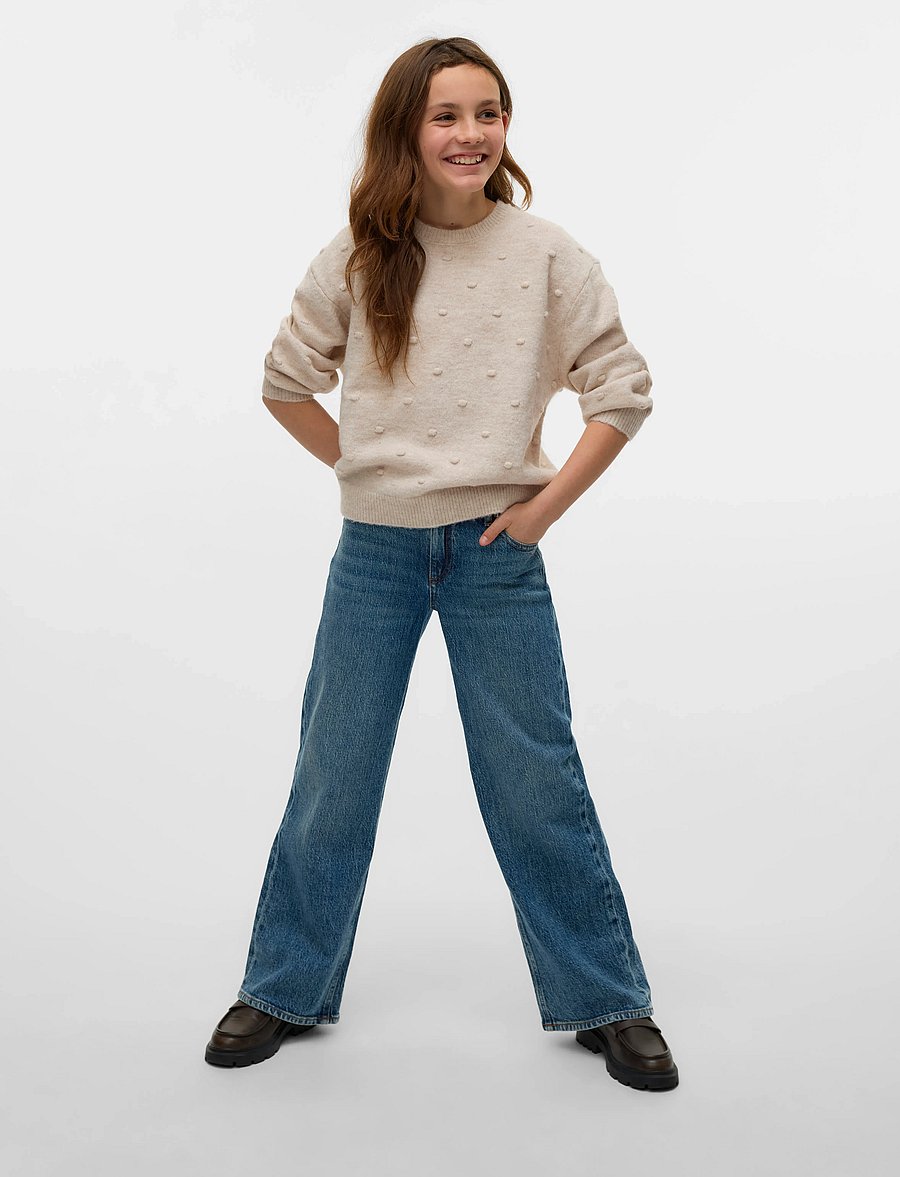 Vero Moda Girl - VMTESSA HR WIDE JEANS RA3033 GIRL NOOS - laiad teksad - medium blue denim - 4