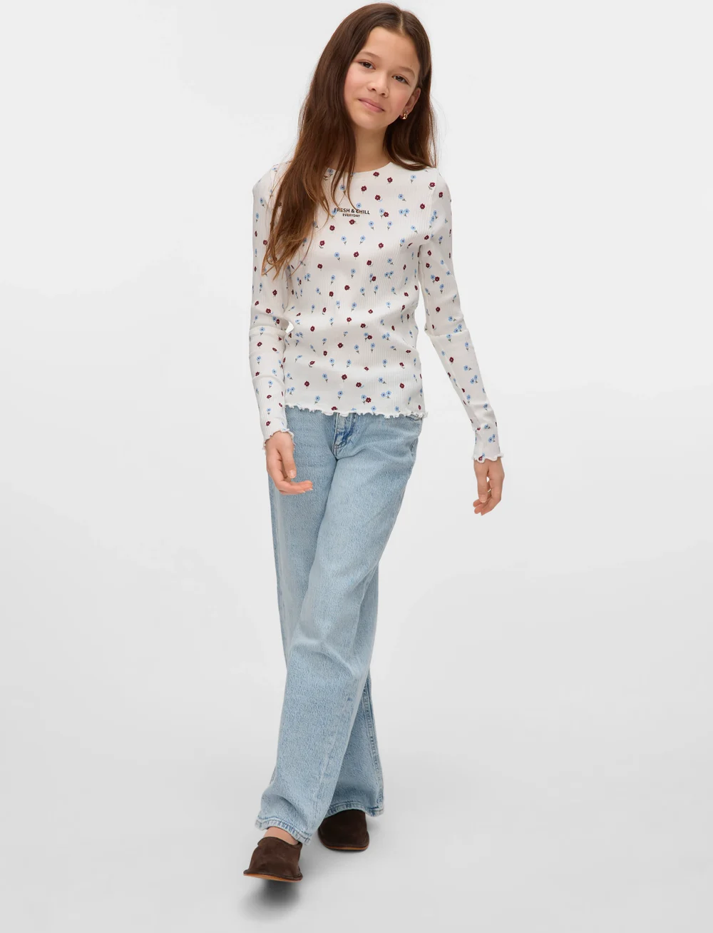 Vero Moda Girl - VMLAVENDER BLOOM LS TOP JRS GIRL - pikkade varrukatega t-särgid - snow white - 2