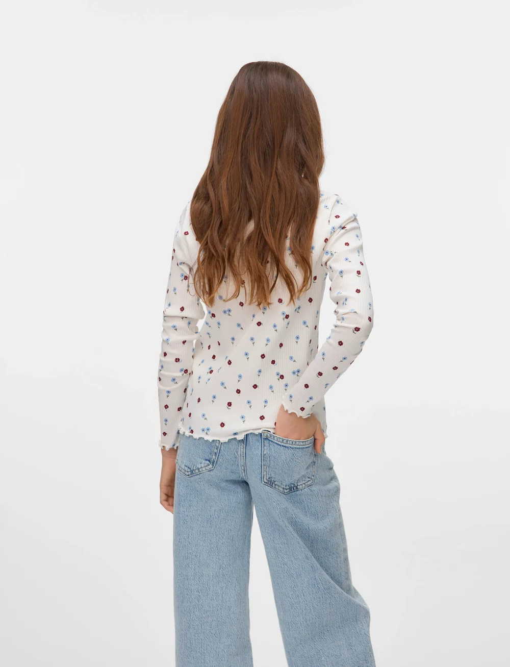 Vero Moda Girl - VMLAVENDER BLOOM LS TOP JRS GIRL - pikkade varrukatega t-särgid - snow white - 4