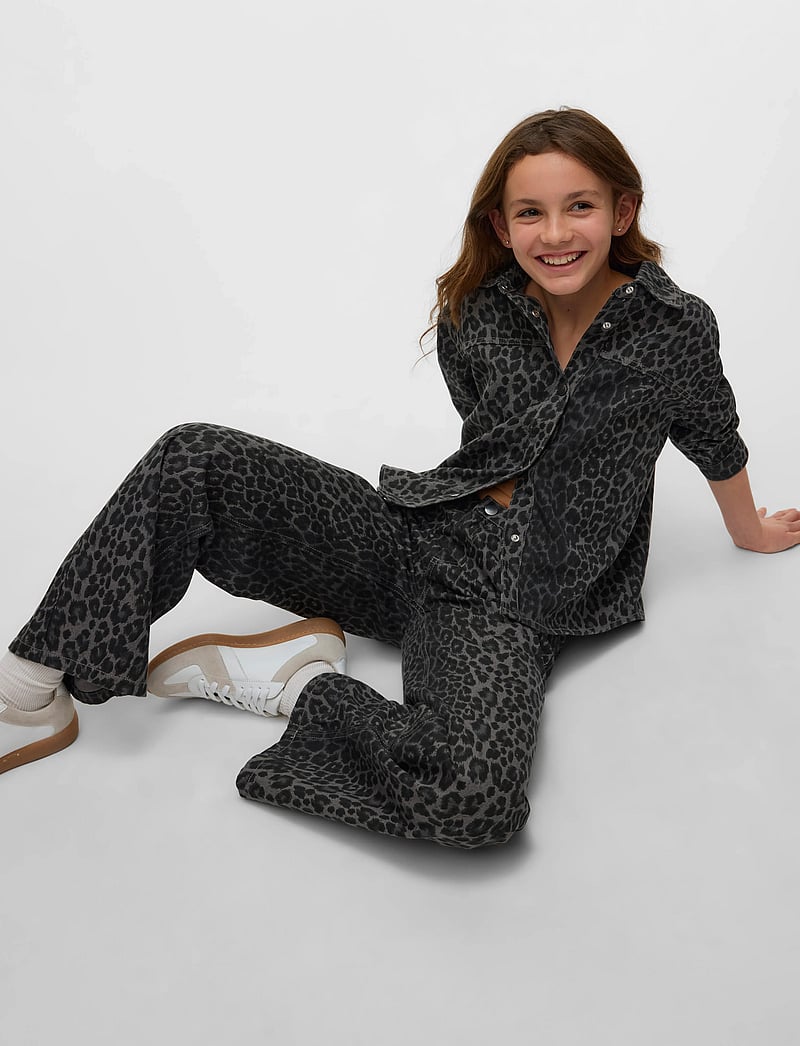 Vero Moda Girl - VMLENORA TESSA HR WIDE LEO JEANS GIRL - laia säärega teksad - brushed nickel - 4