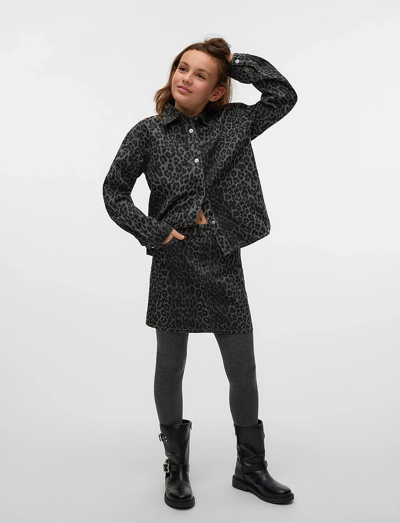 Vero Moda Girl - VMLENORA MR SHORT LEO SKIRT GIRL - jupes courtes - brushed nickel - 0