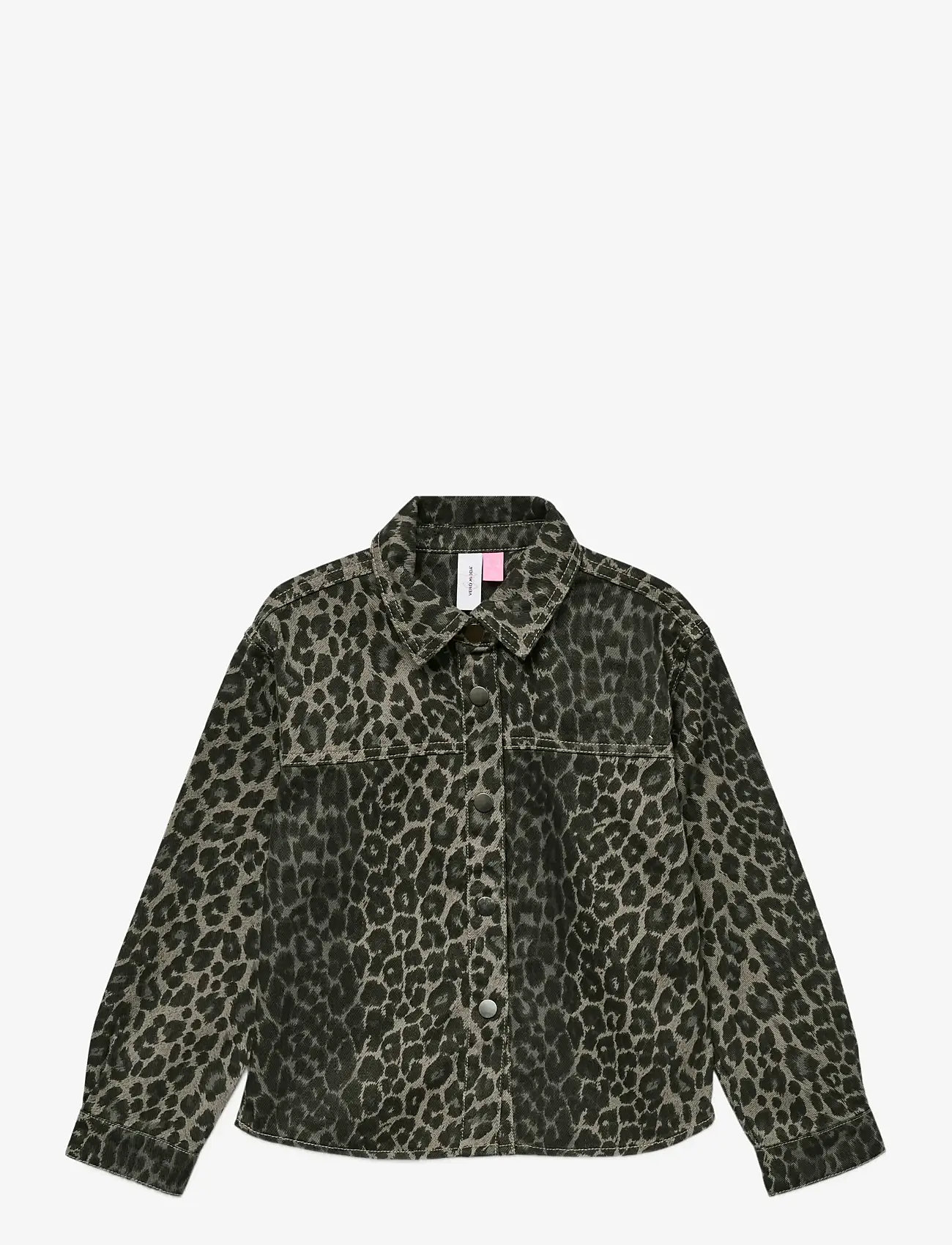 Vero Moda Girl - VMLENORA HAYDEN LS LEO DENIM SHIRT GIRL - pikkade varrukatega särgid - brushed nickel - 0