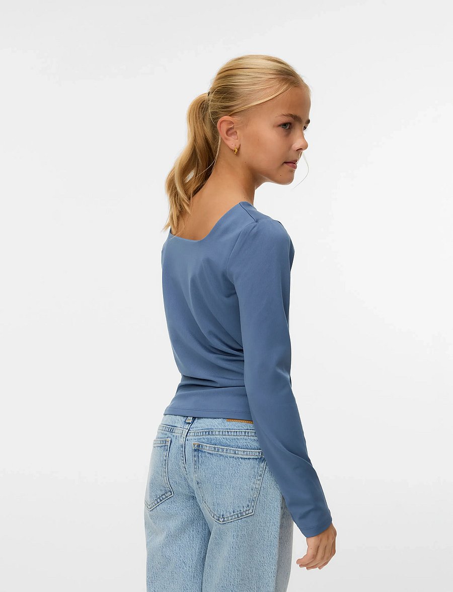 Vero Moda Girl - VMMILLION LS SQUARE TOP JRS GIRL NOOS - bluser & tunikaer - china blue - 2