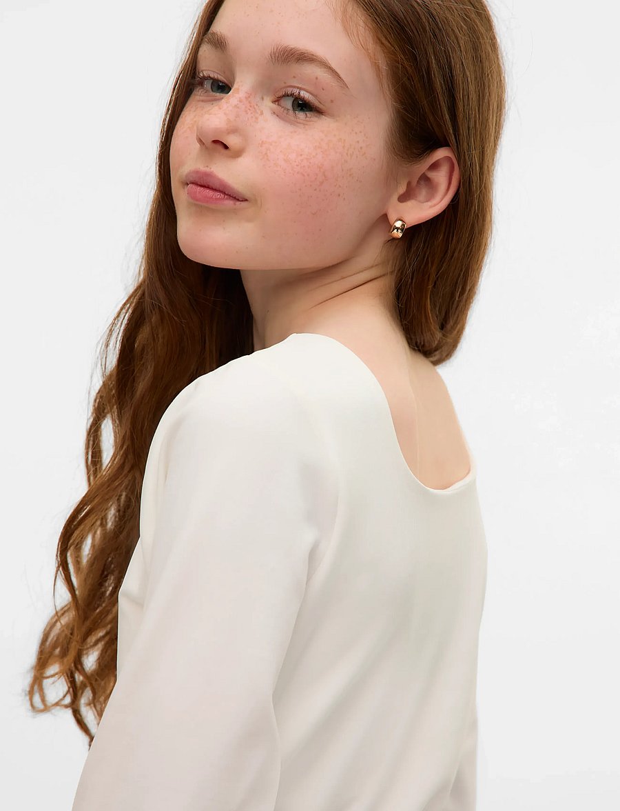 Vero Moda Girl - VMMILLION LS SQUARE TOP JRS GIRL NOOS - bluser & tunikaer - snow white - 3