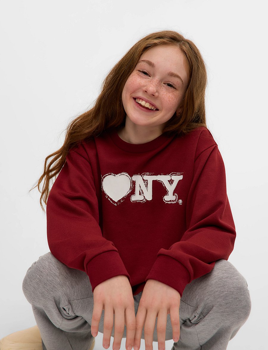 Vero Moda Girl - VMNEWYORK RED LS SHORT SWEAT JRS GIRL - sweatshirts - syrah - 4