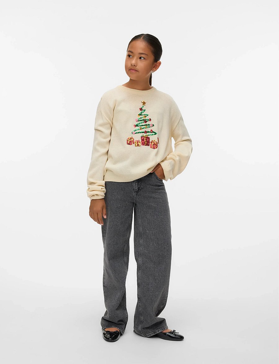 Vero Moda Girl - VMGLITTER LS O-NECK XMAS GIRL - pullover - birch - 0
