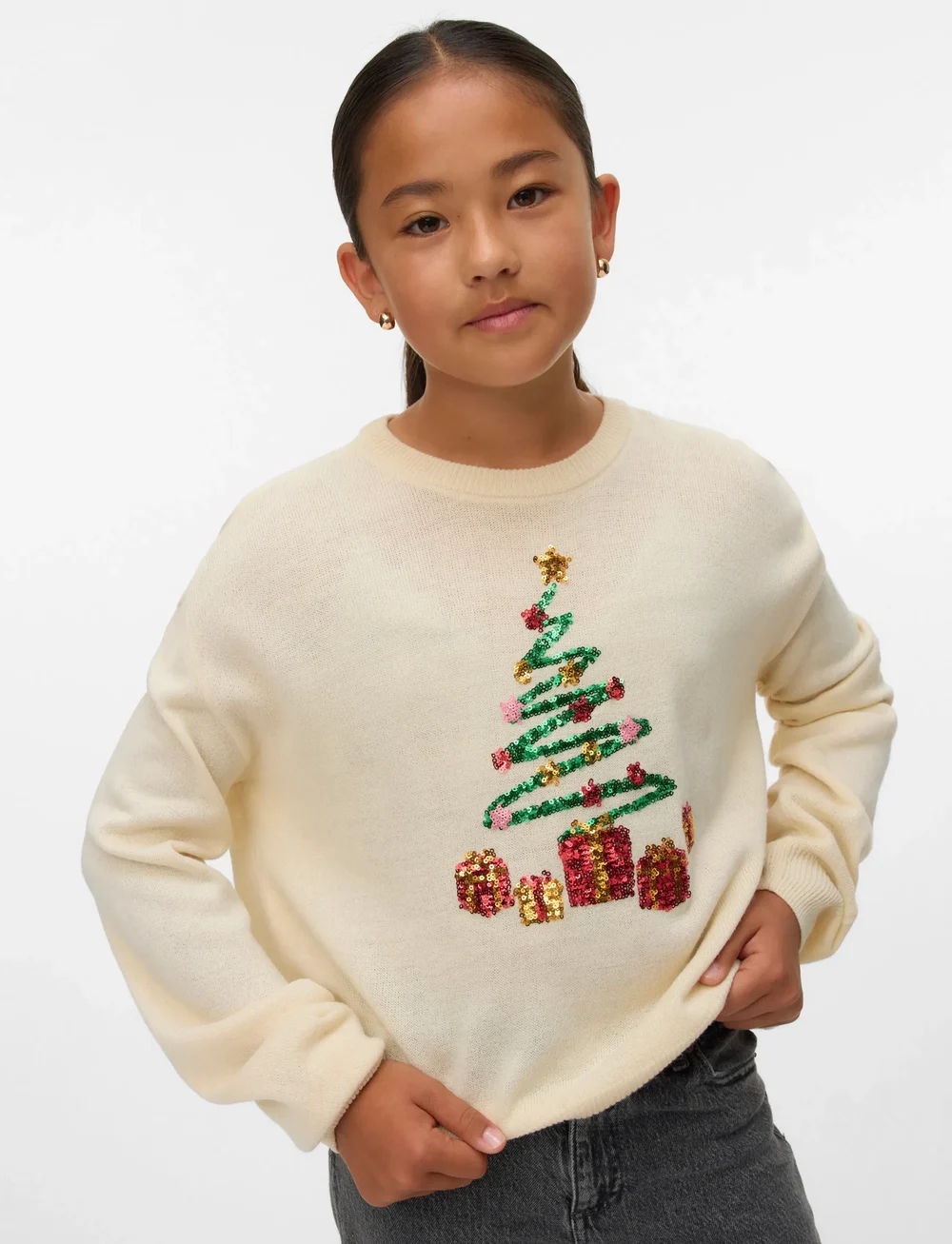 Vero Moda Girl - VMGLITTER LS O-NECK XMAS GIRL - džemprid - birch - 3