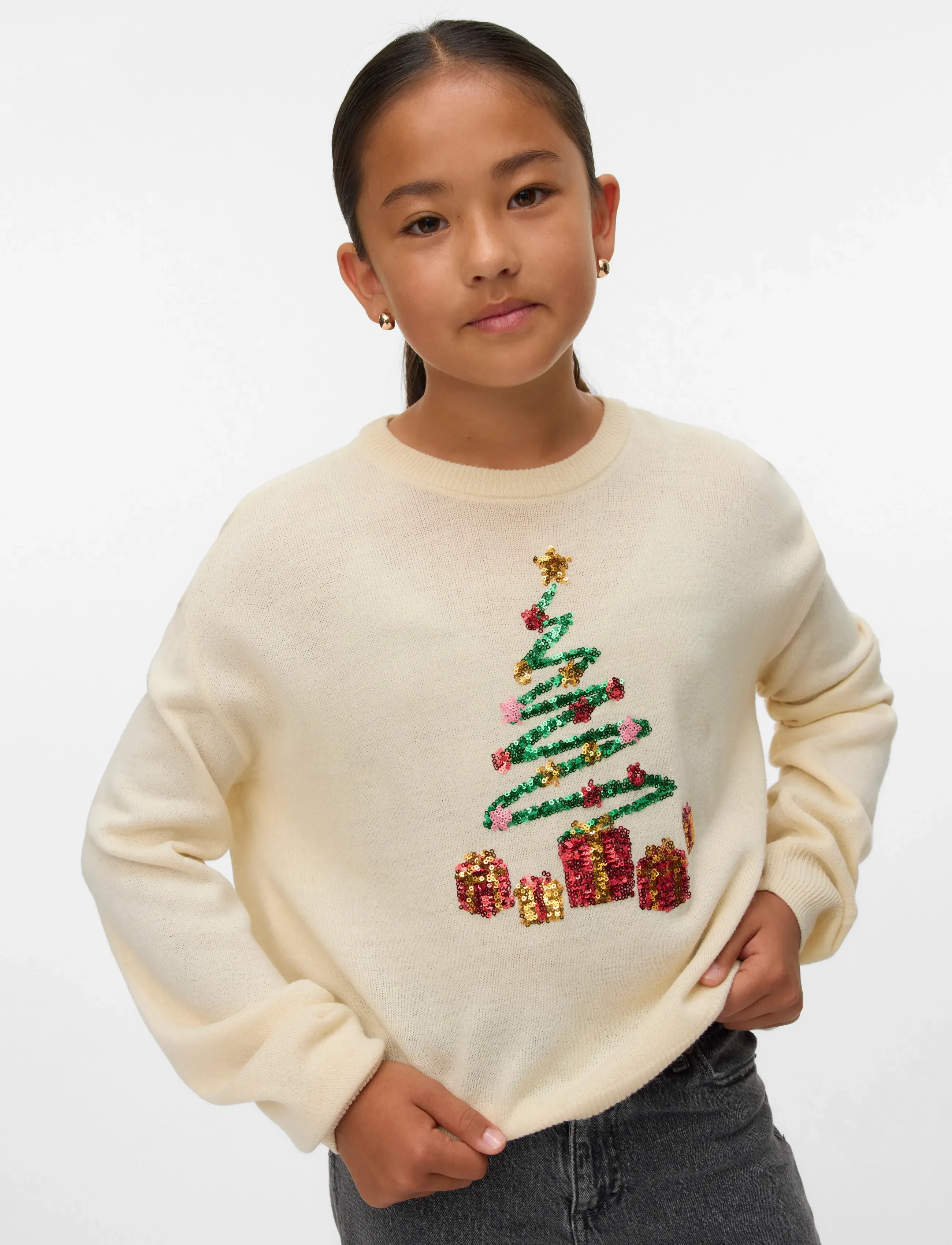 Vero Moda Girl - VMGLITTER LS O-NECK XMAS GIRL - trøjer - birch - 3