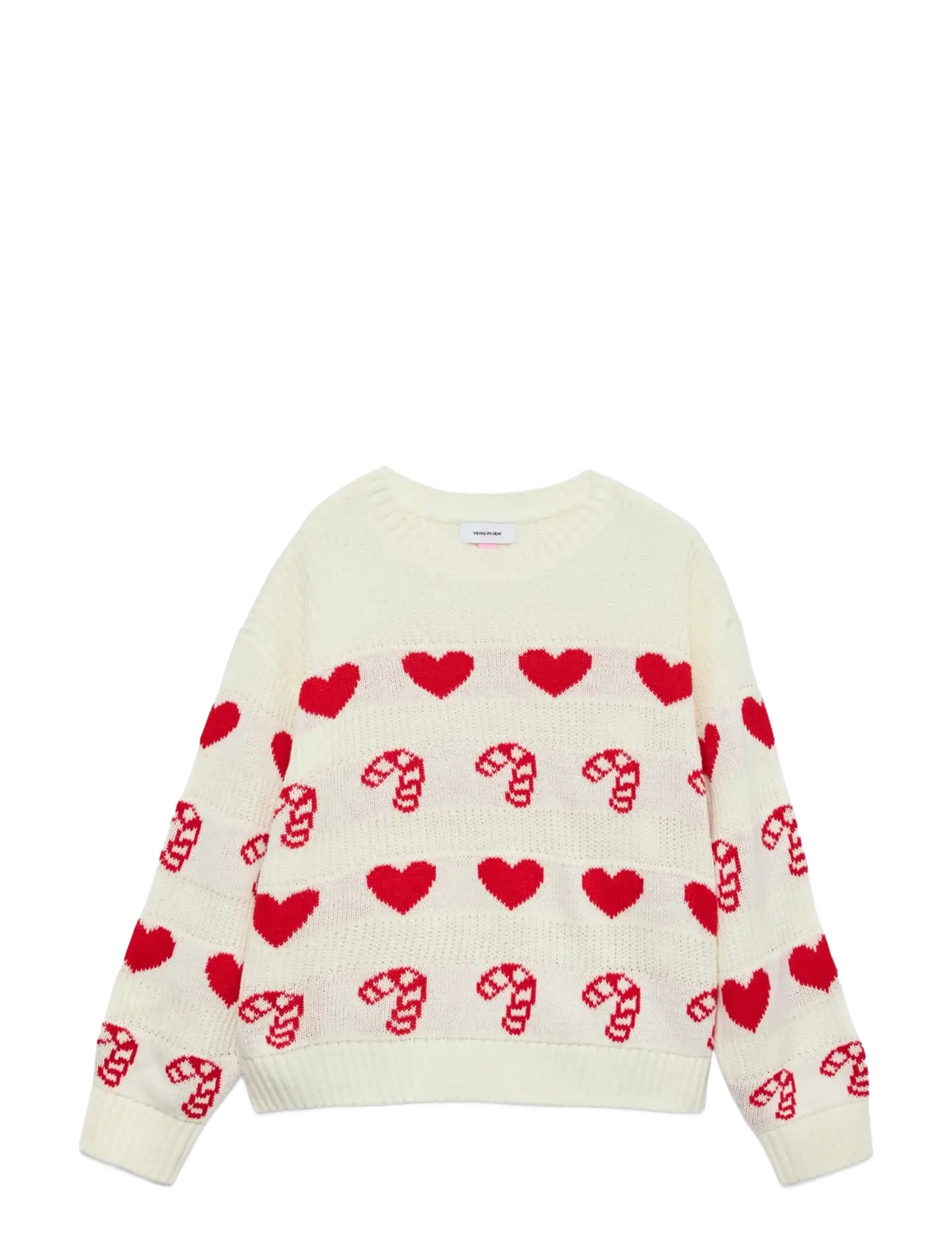 Vero Moda Girl VMCANDYHEARTS LS O-NECK PULL. XMAS GIRL - Pullover - BIRCH / cream