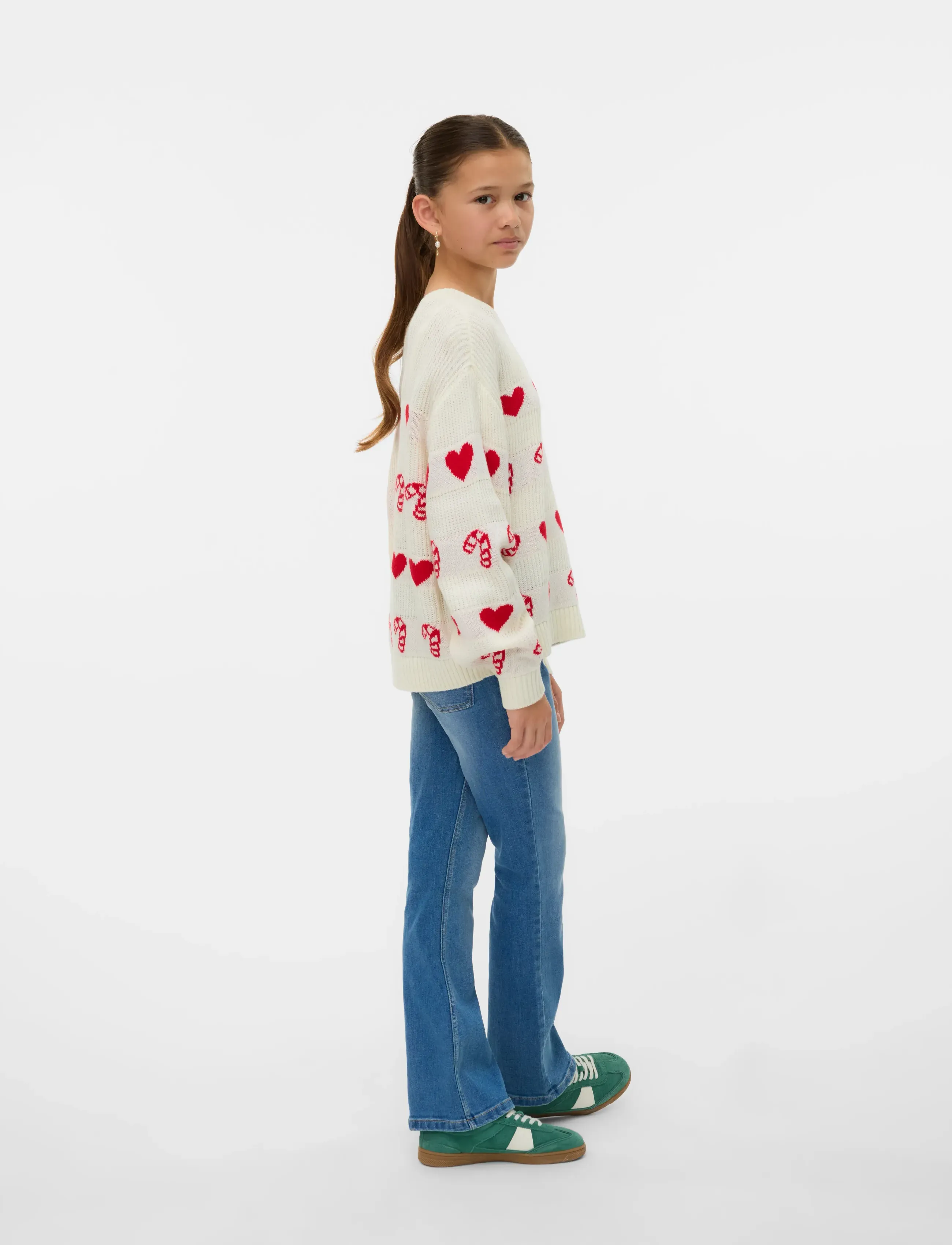 Vero Moda Girl VMCANDYHEARTS LS O-NECK PULL. XMAS GIRL - Stickade tröjor - BIRCH / cream