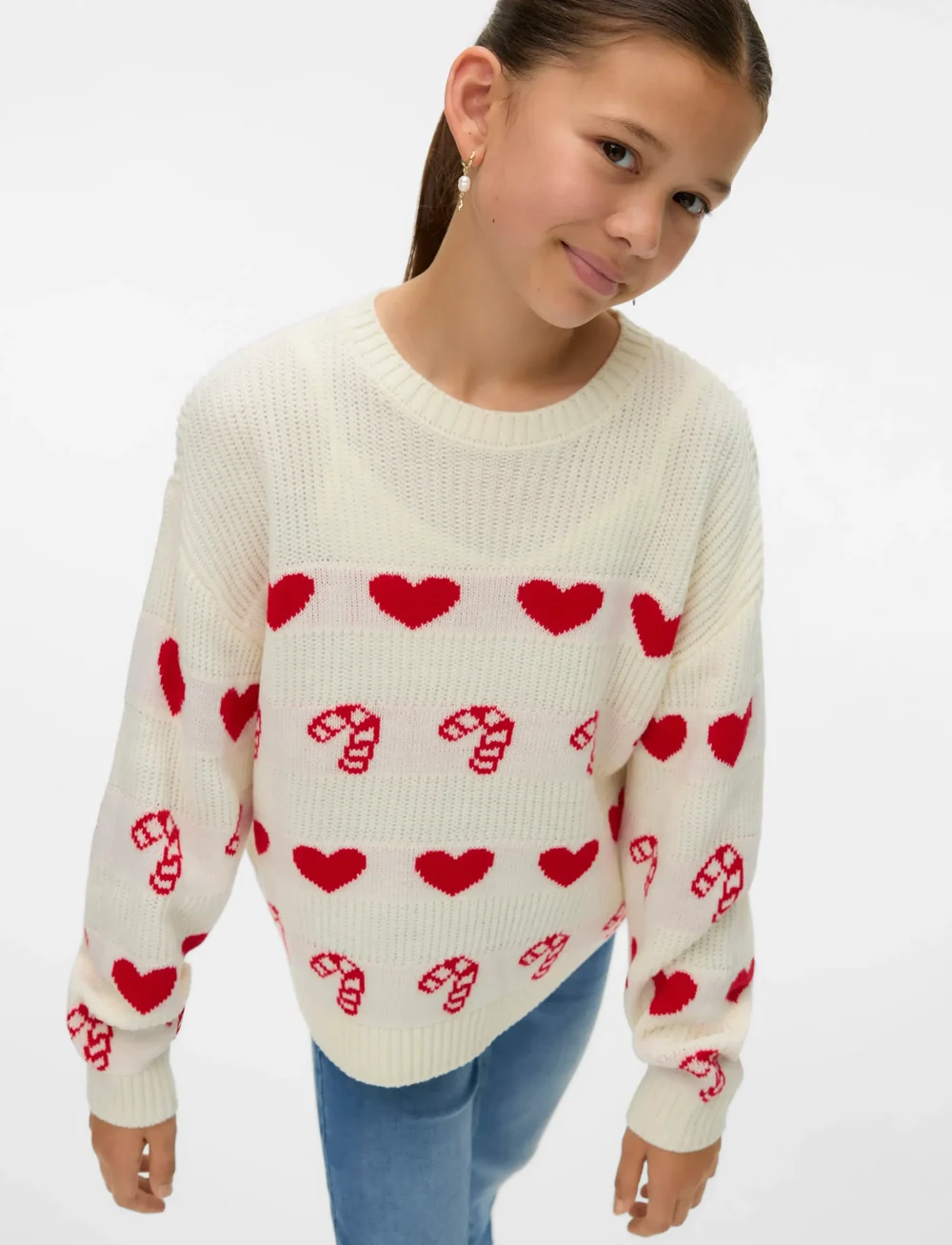 Vero Moda Girl - VMCANDYHEARTS LS O-NECK PULL. XMAS GIRL - pullover - birch - 3