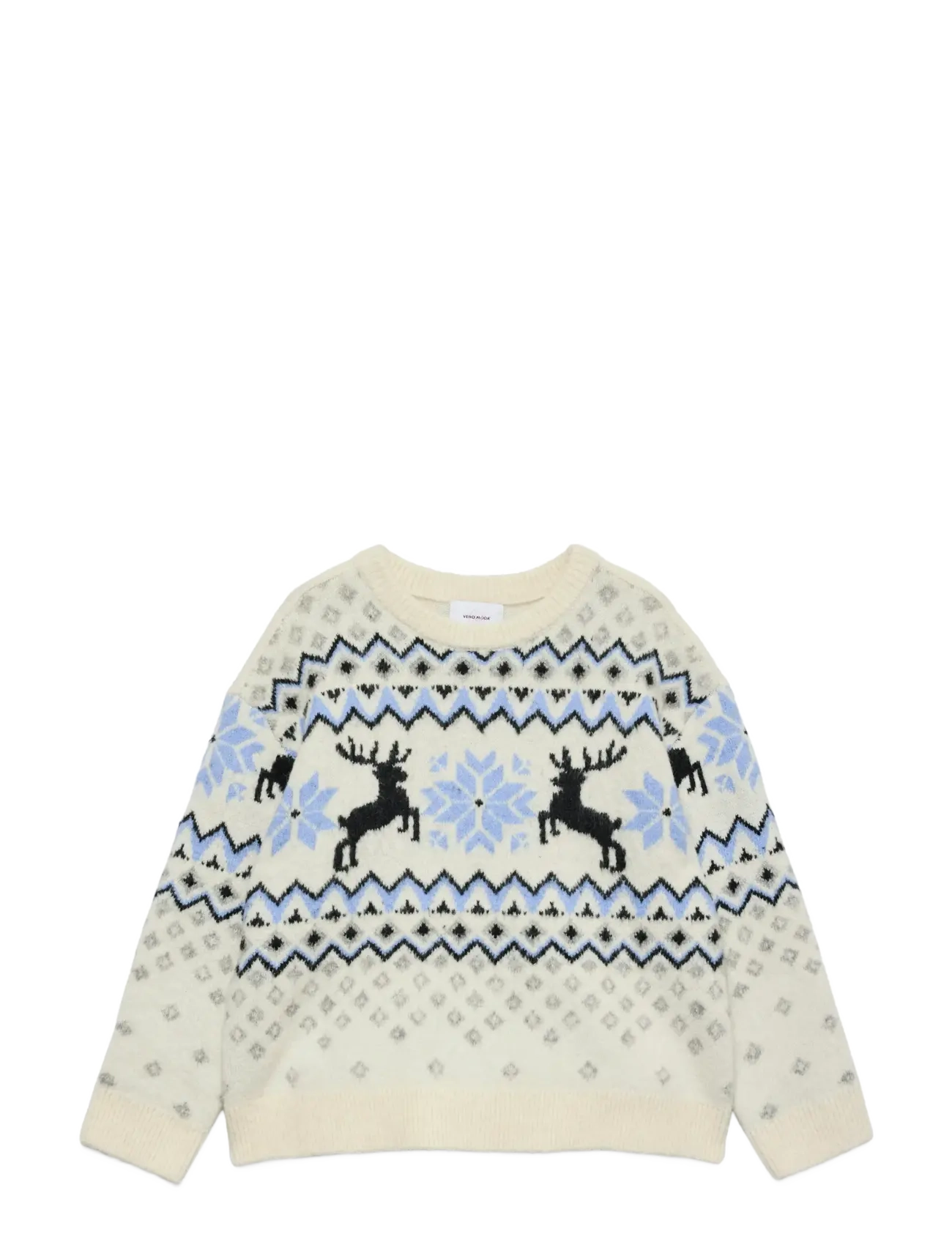 Vero Moda Girl VMSANTANORDIC LS O-NECK PULL. XMAS GIRL - Overdele - BIRCH / cream