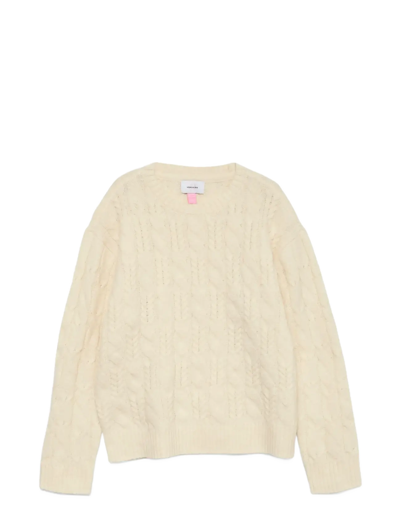 Vero Moda Girl Vmaries Ls O-Neck Cable Pullover Bf Girl, 122/128, Knitwear, Beige - Pullovers, Kinder