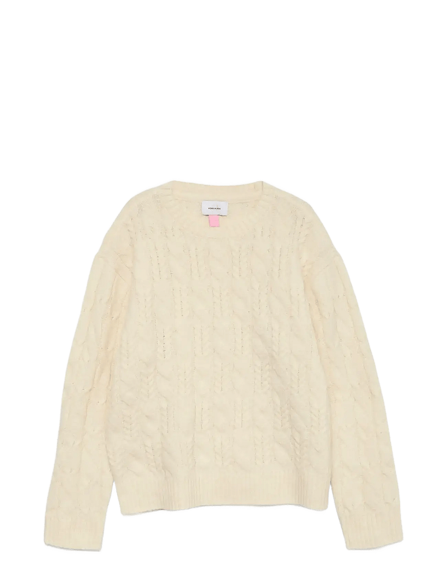 Vero Moda Girl - VMARIES LS O-NECK CABLE PULLOVER BF GIRL - trøjer - birch - 0