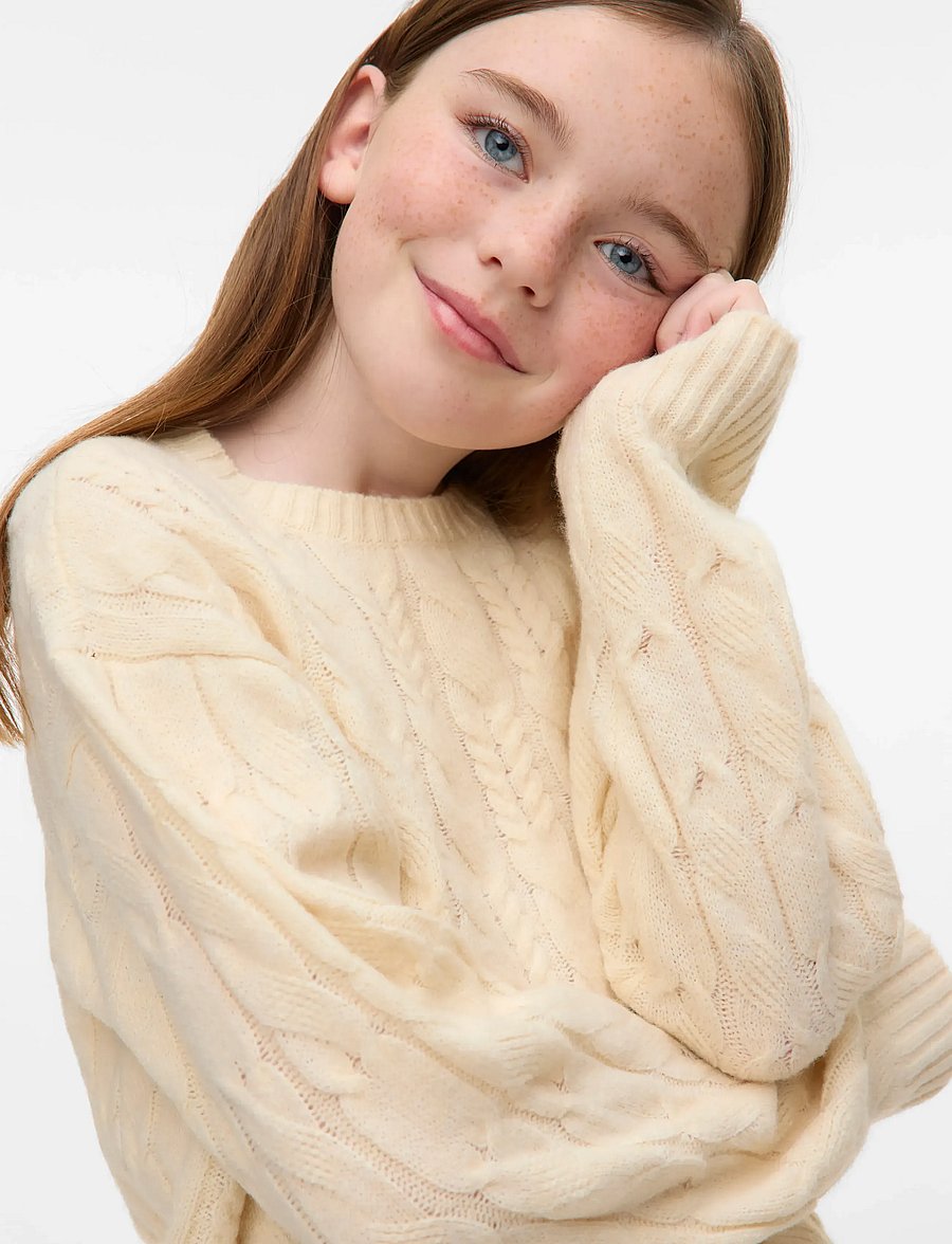 Vero Moda Girl - VMARIES LS O-NECK CABLE PULLOVER BF GIRL - trøjer - birch - 2