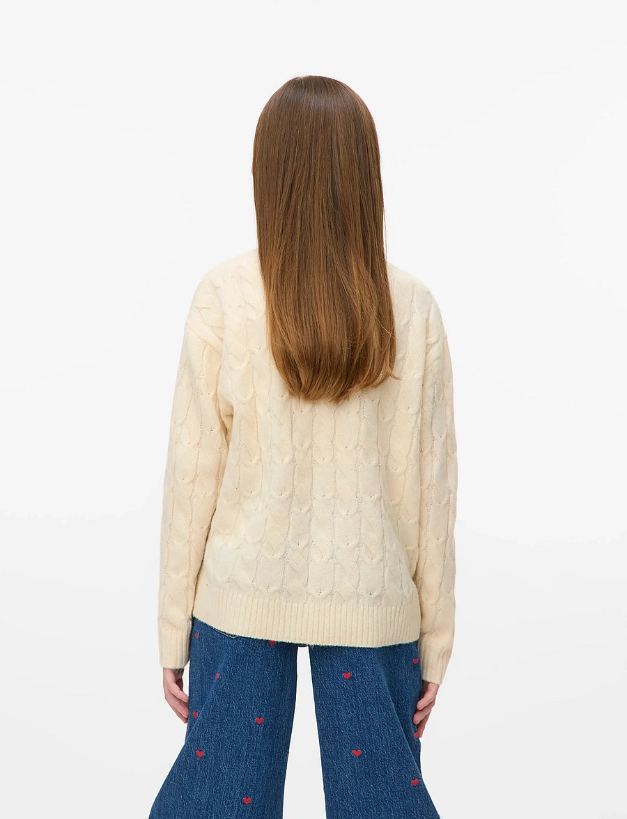 Vero Moda Girl - VMARIES LS O-NECK CABLE PULLOVER BF GIRL - trøjer - birch - 3