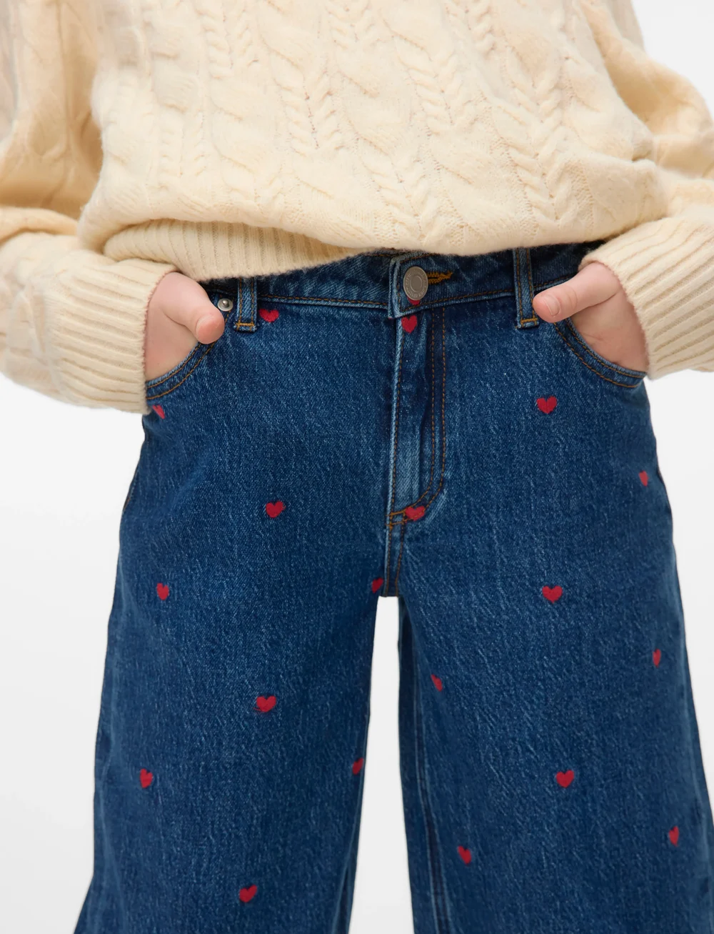 Vero Moda Girl - VMTESSA HR WIDE EMB JEANS RA360 GIRL - laia säärega teksad - medium blue denim - 3