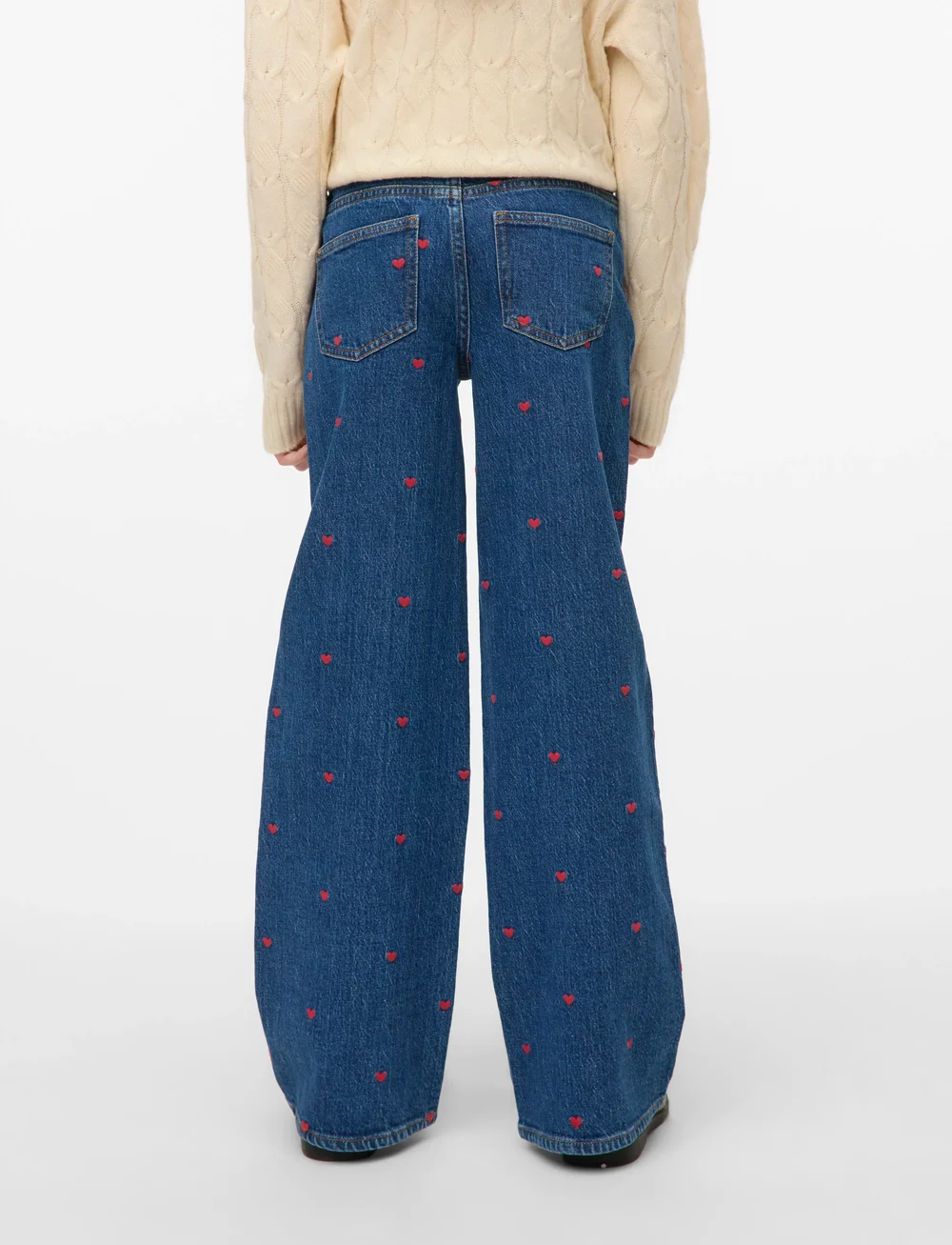 Vero Moda Girl - VMTESSA HR WIDE EMB JEANS RA360 GIRL - hosen mit weitem bein - medium blue denim - 4