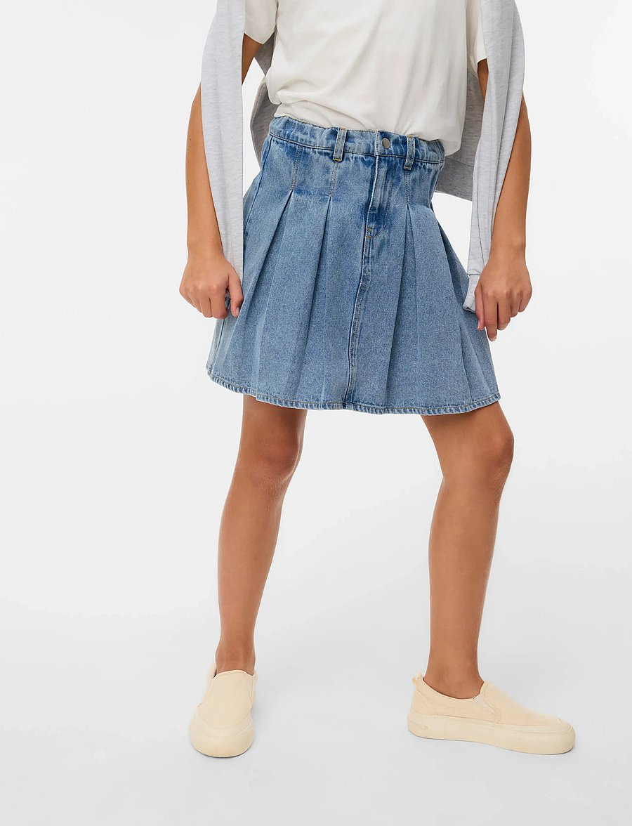 Vero Moda Girl - VMDANNI HR SHORT DNM PLEAT SKIRT GIRL - trumpi sijonai - light blue denim - 3