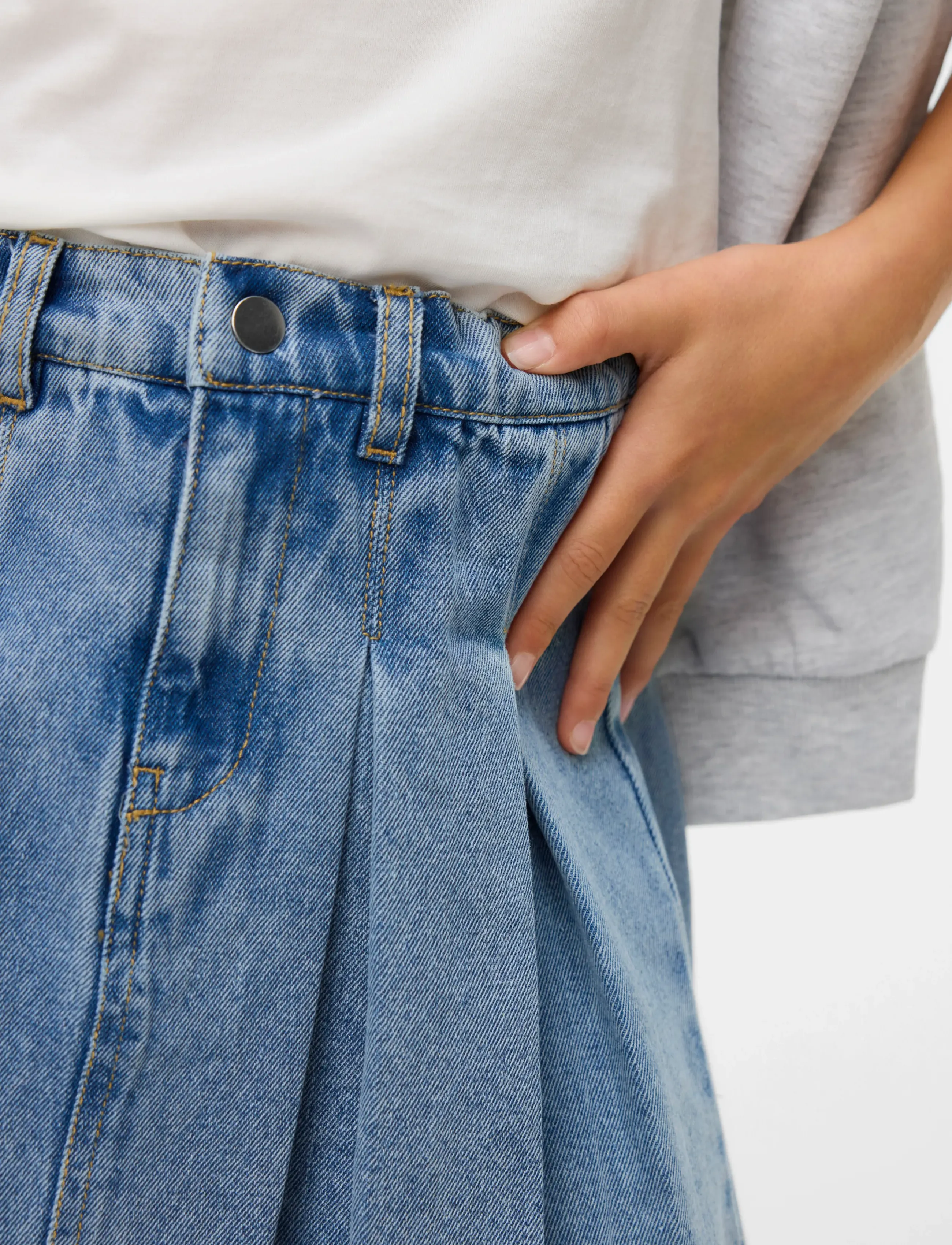 Vero Moda Girl - VMDANNI HR SHORT DNM PLEAT SKIRT GIRL - korte nederdele - light blue denim - 5