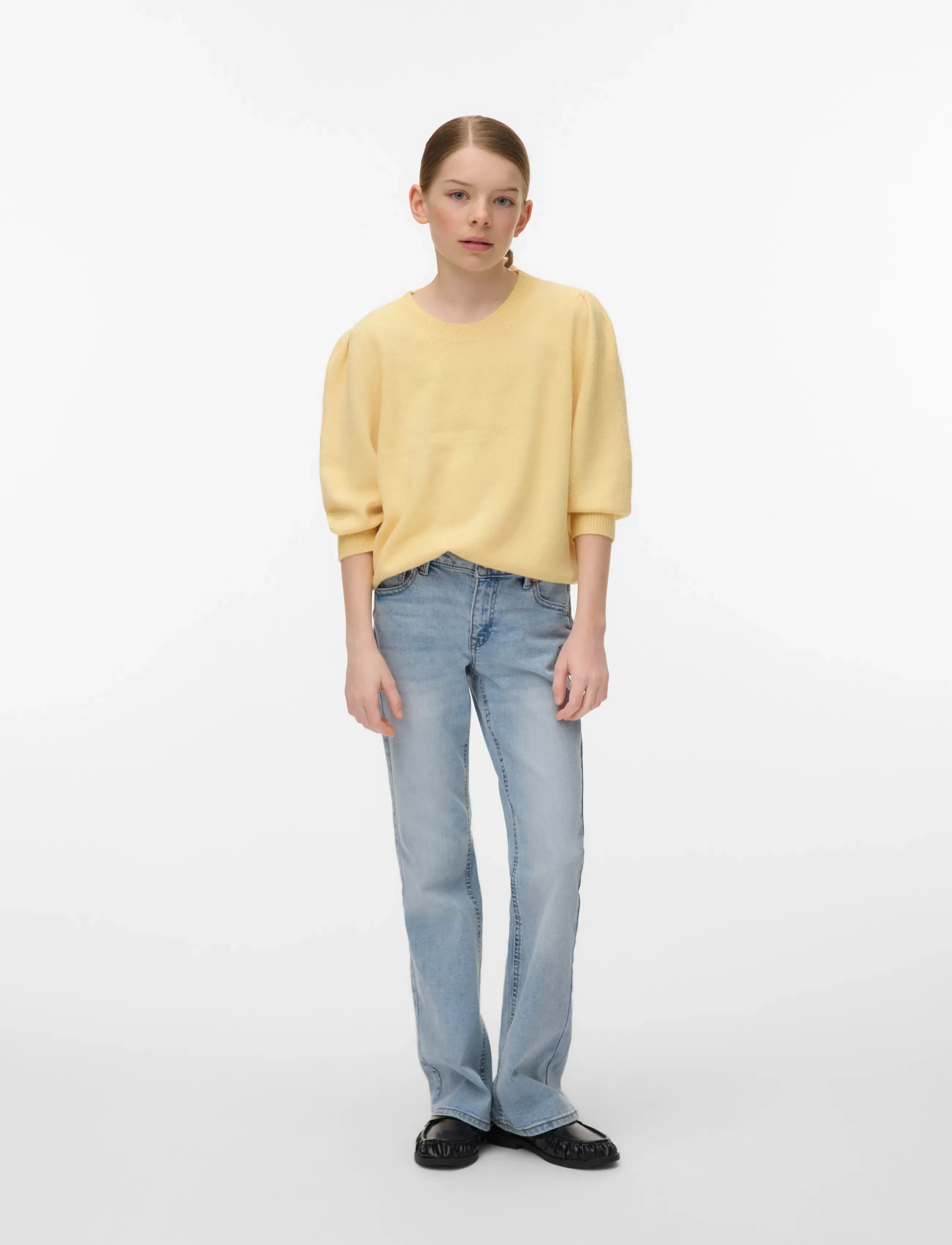 Vero Moda Girl Vmdoffy 2/4 O-Neck Pullover Ga Girl, 122/128, Yellow, Strik > Pullovere, Børn