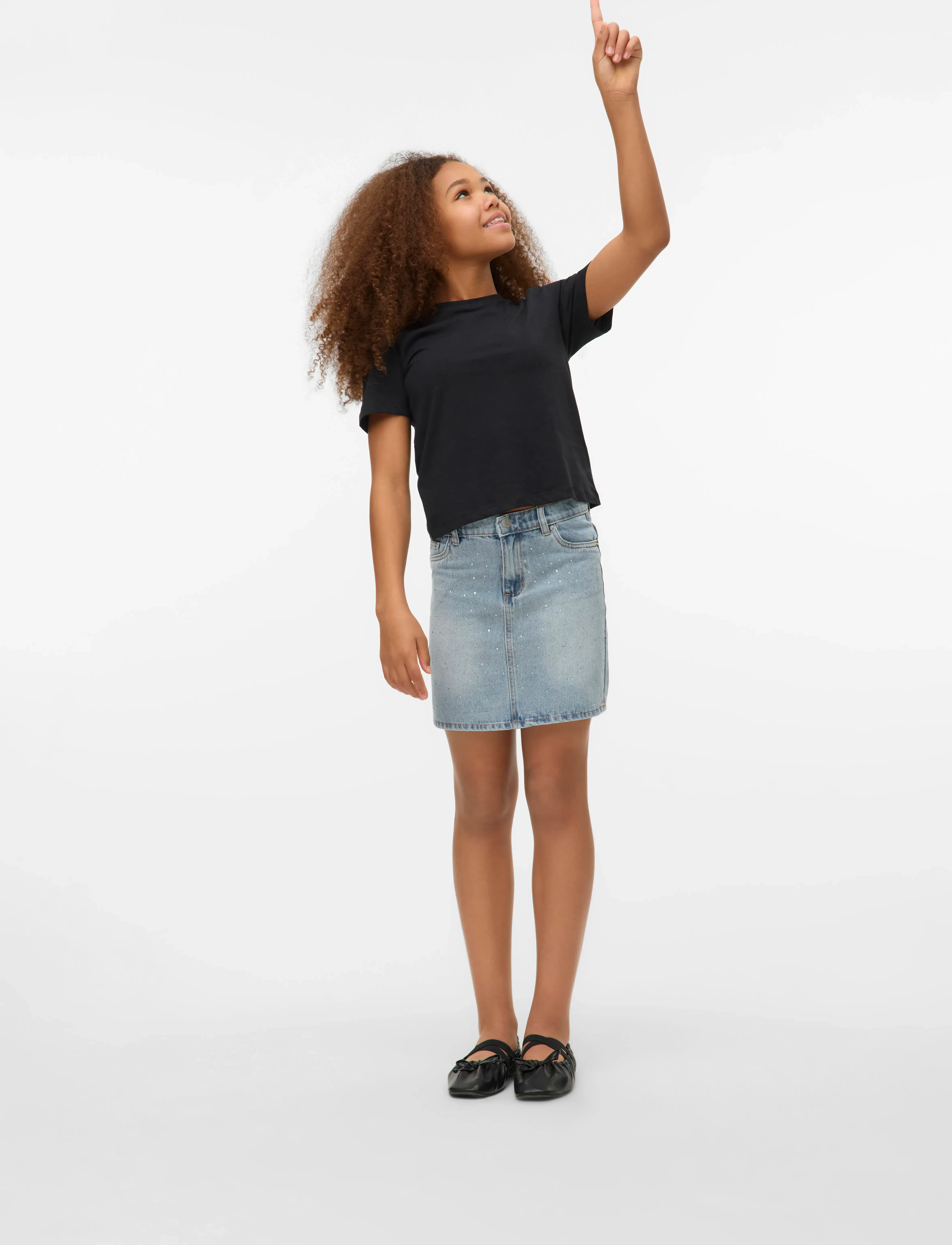 Vero Moda Girl VMPAULINA SS T-SHIRT GA JRS GIRL NOOS - Kortærmede T-shirts - BLACK / black