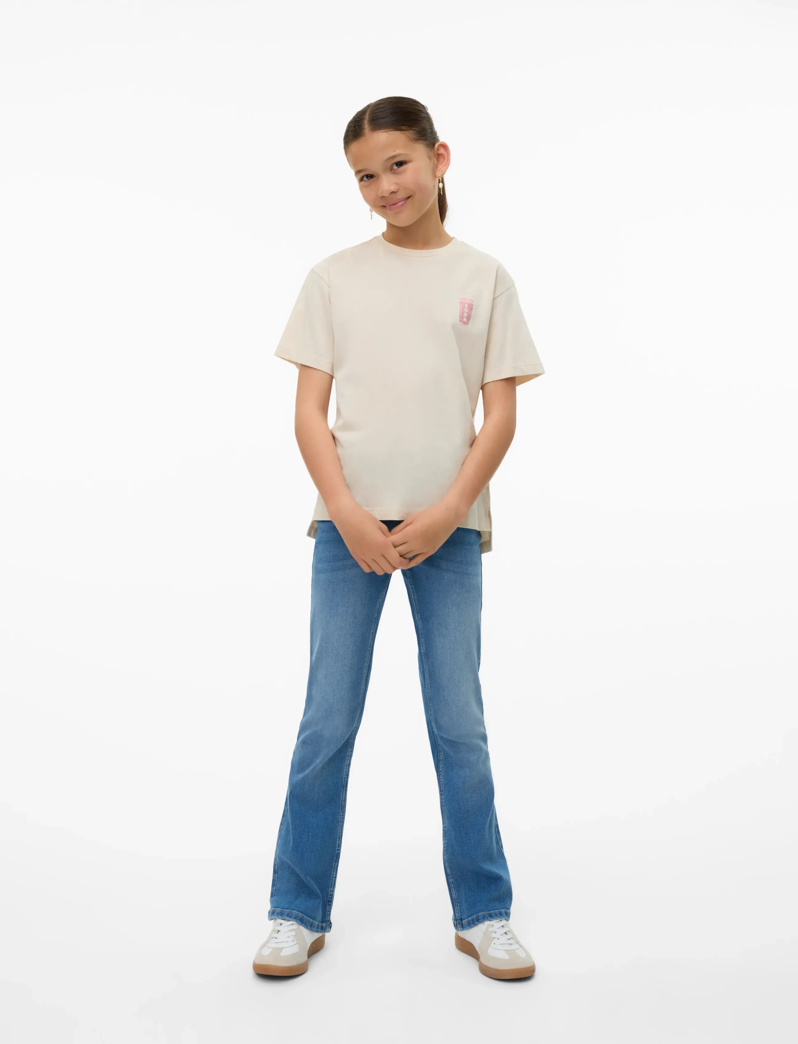Vero Moda Girl VMCLARA FRANCIS SS TOP JRS GA GIRL - Toppe og t-shirts - SNOW WHITE / white