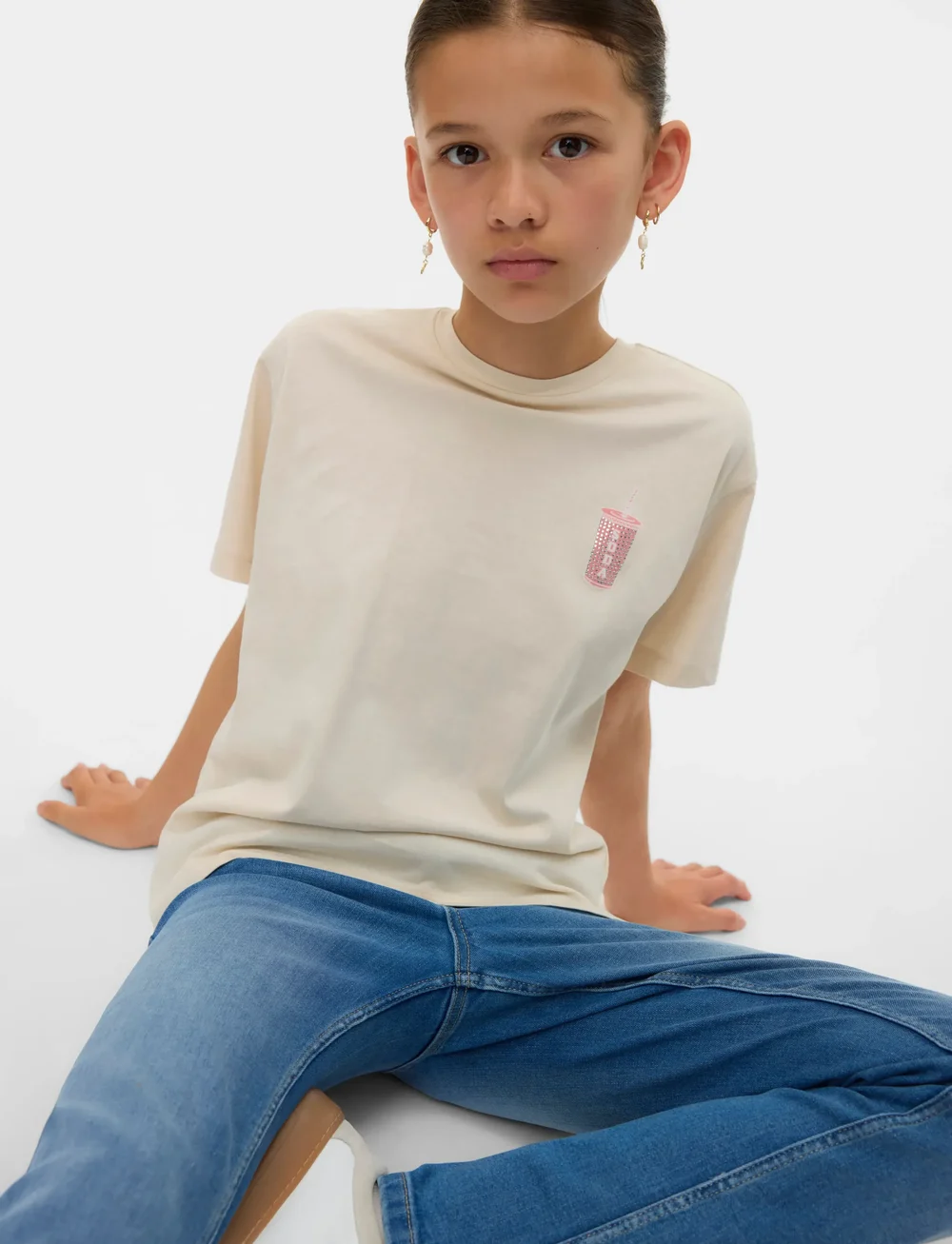 Vero Moda Girl - VMCLARA FRANCIS SS TOP JRS GA GIRL - lühikeste varrukatega t-särgid - snow white - 3