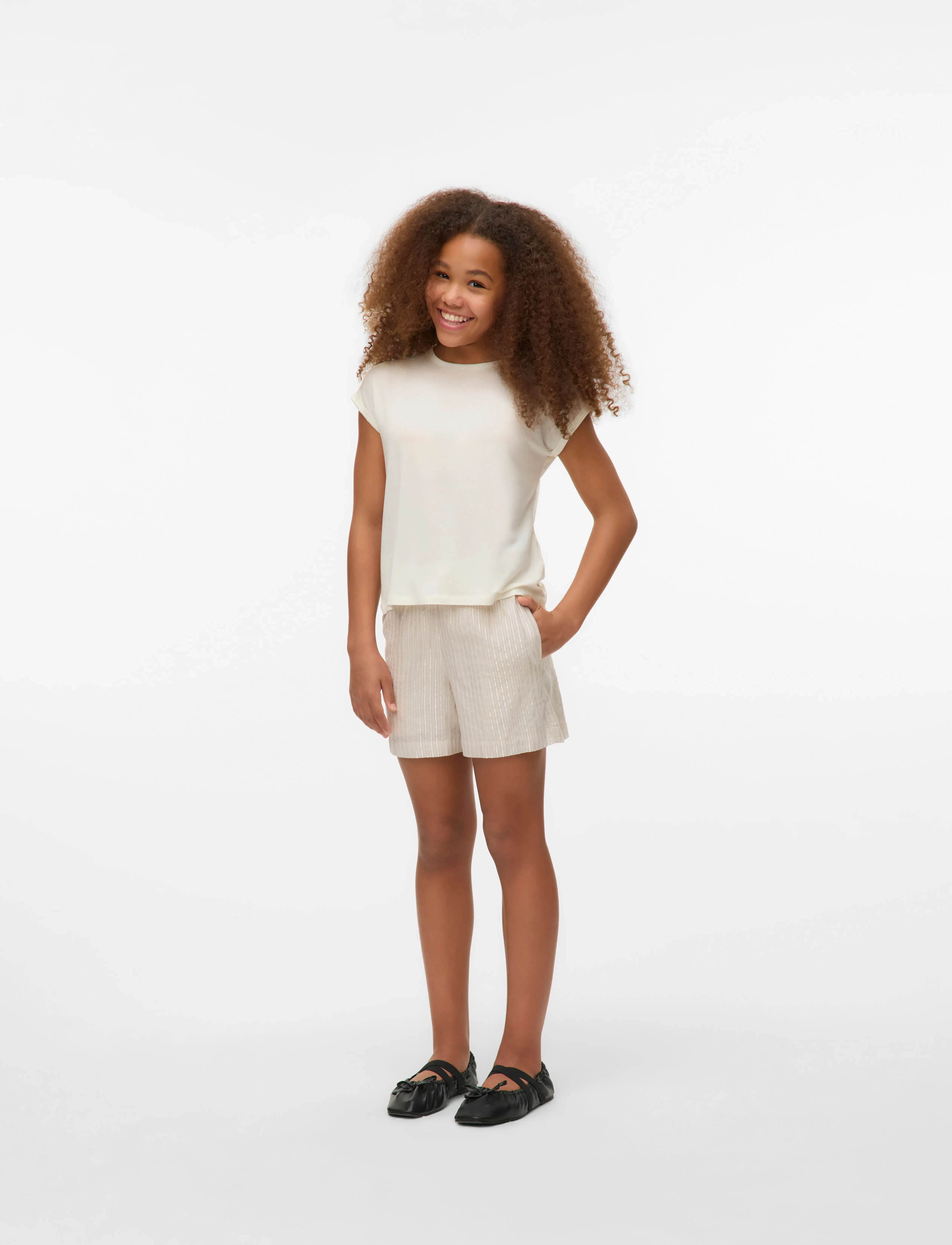 Vero Moda Girl VMAVA PLAIN SS TOP GA JRS GIRL NOOS - Kortærmede T-shirts - SNOW WHITE / cream