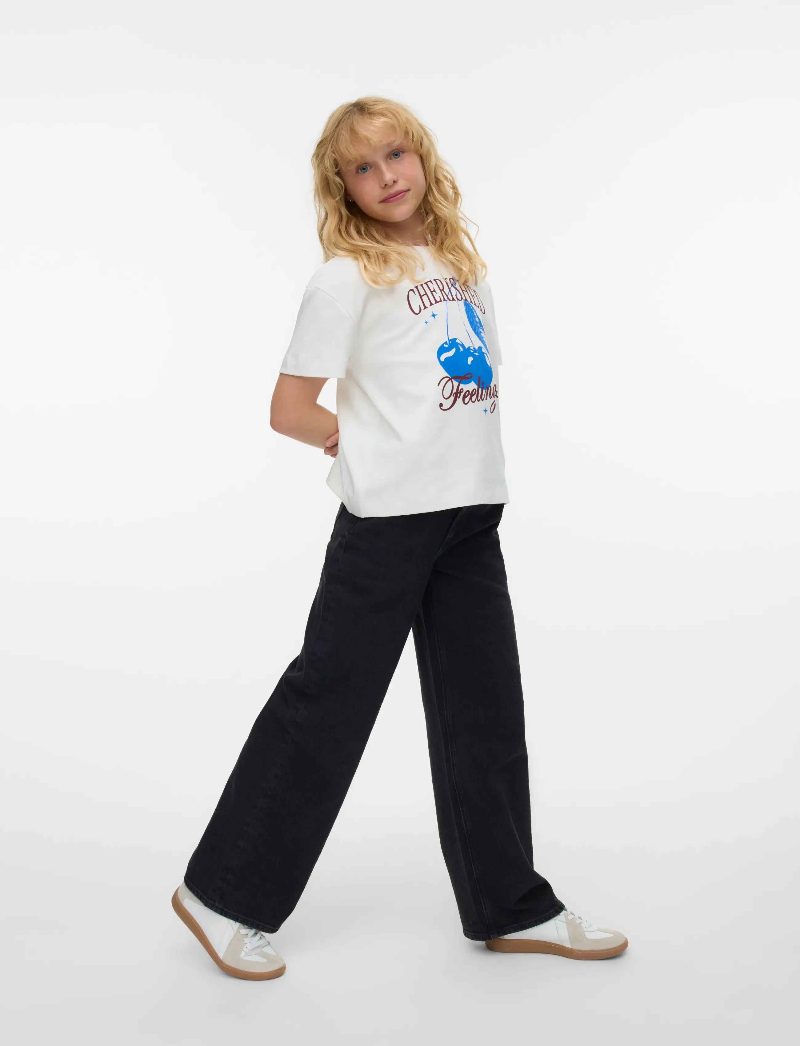 Vero Moda Girl VMTESSA HR WIDE JEANS RA118 GA GIRL - Underdele - BLACK / black