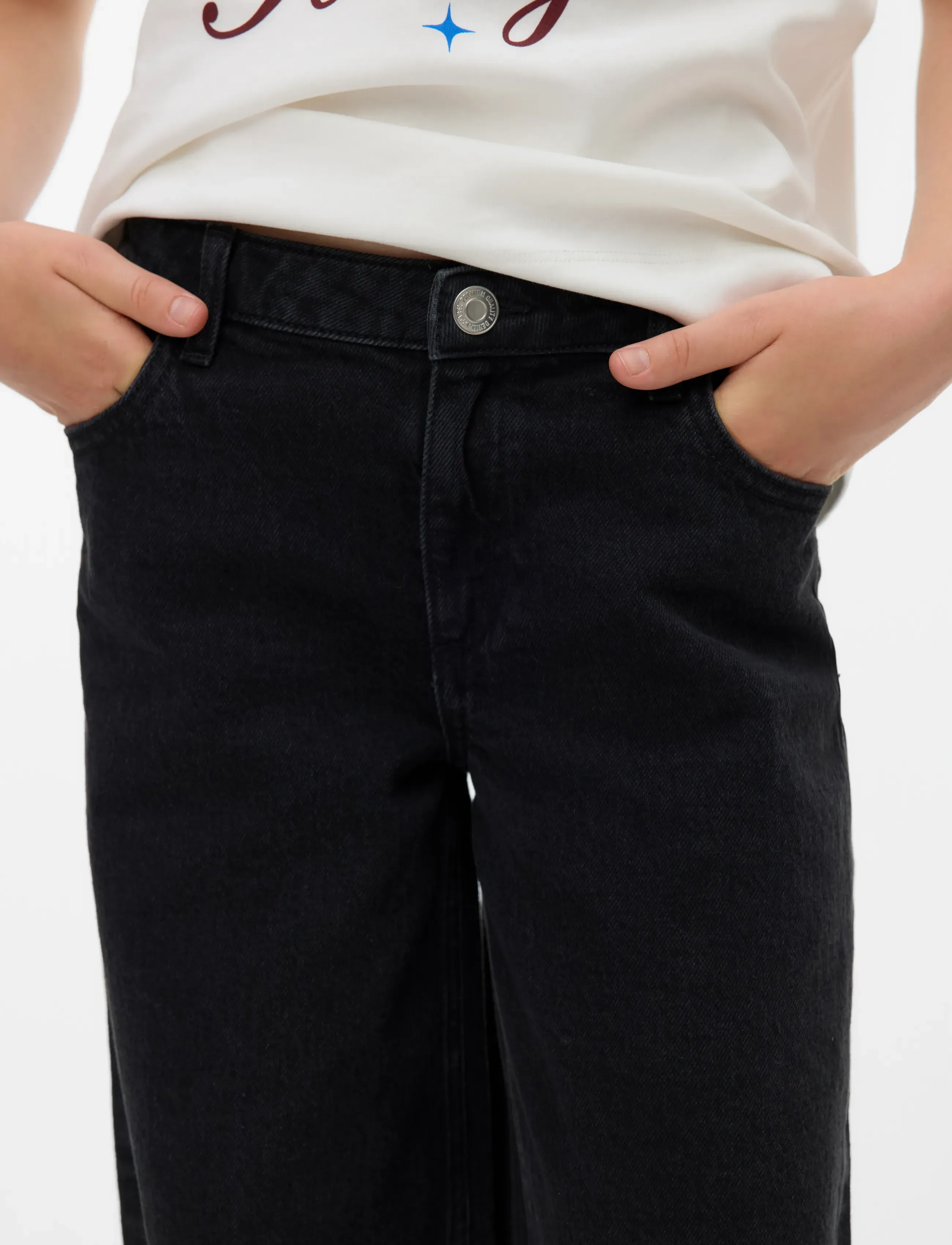 Vero Moda Girl - VMTESSA HR WIDE JEANS RA118 GA GIRL - hosen mit weitem bein - black - 4