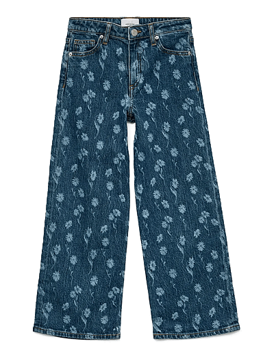 Vero Moda Girl VMTESSA HR WIDE FLOWER DNM J RA380 GIRL - Hosen mit weitem Bein - MEDIUM BLUE DENIM / blue