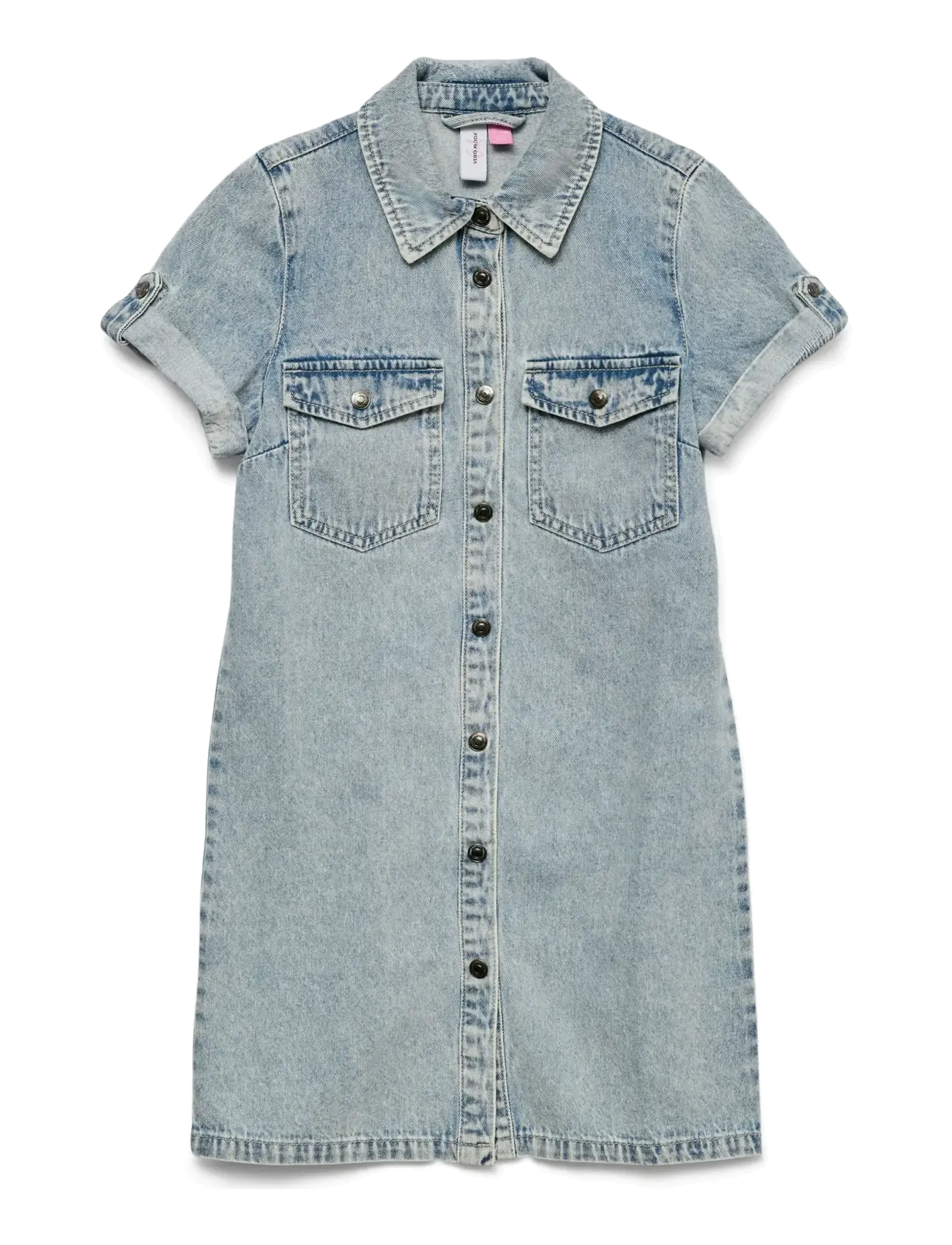 VERO MODA Mädchen Vmjennie Ss Kurz Denim Kleid Ga Mädchen Blau - 164 - Kinder