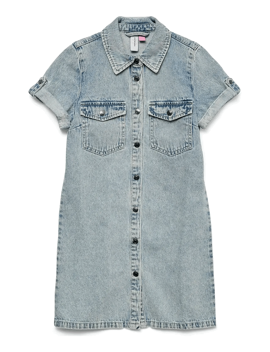Vero Moda Girl - VMJENNIE SS SHORT DENIM DRESS GA GIRL - kurzärmelige freizeitkleider - light blue denim - 1
