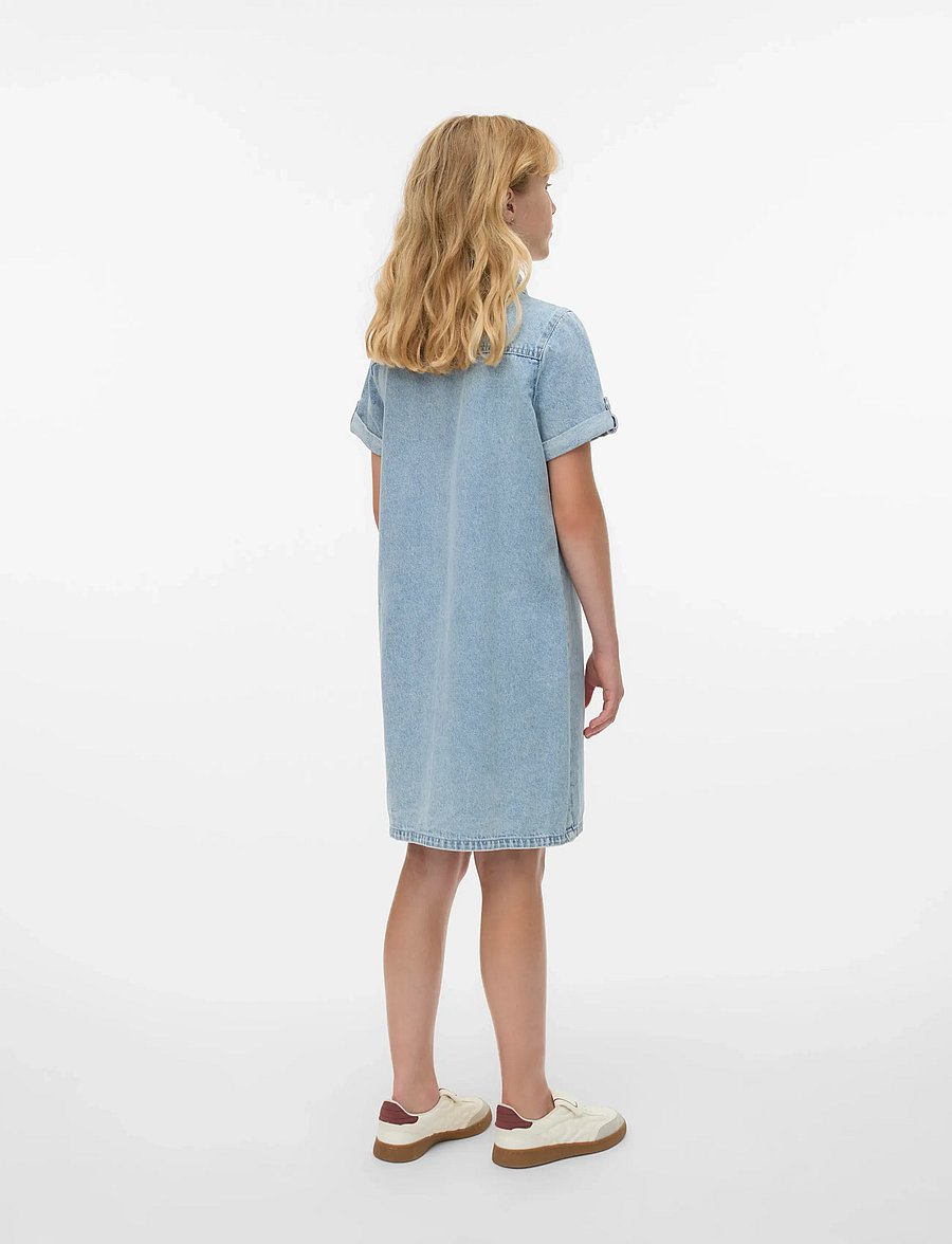 Vero Moda Girl - VMJENNIE SS SHORT DENIM DRESS GA GIRL - kurzärmelige freizeitkleider - light blue denim - 3