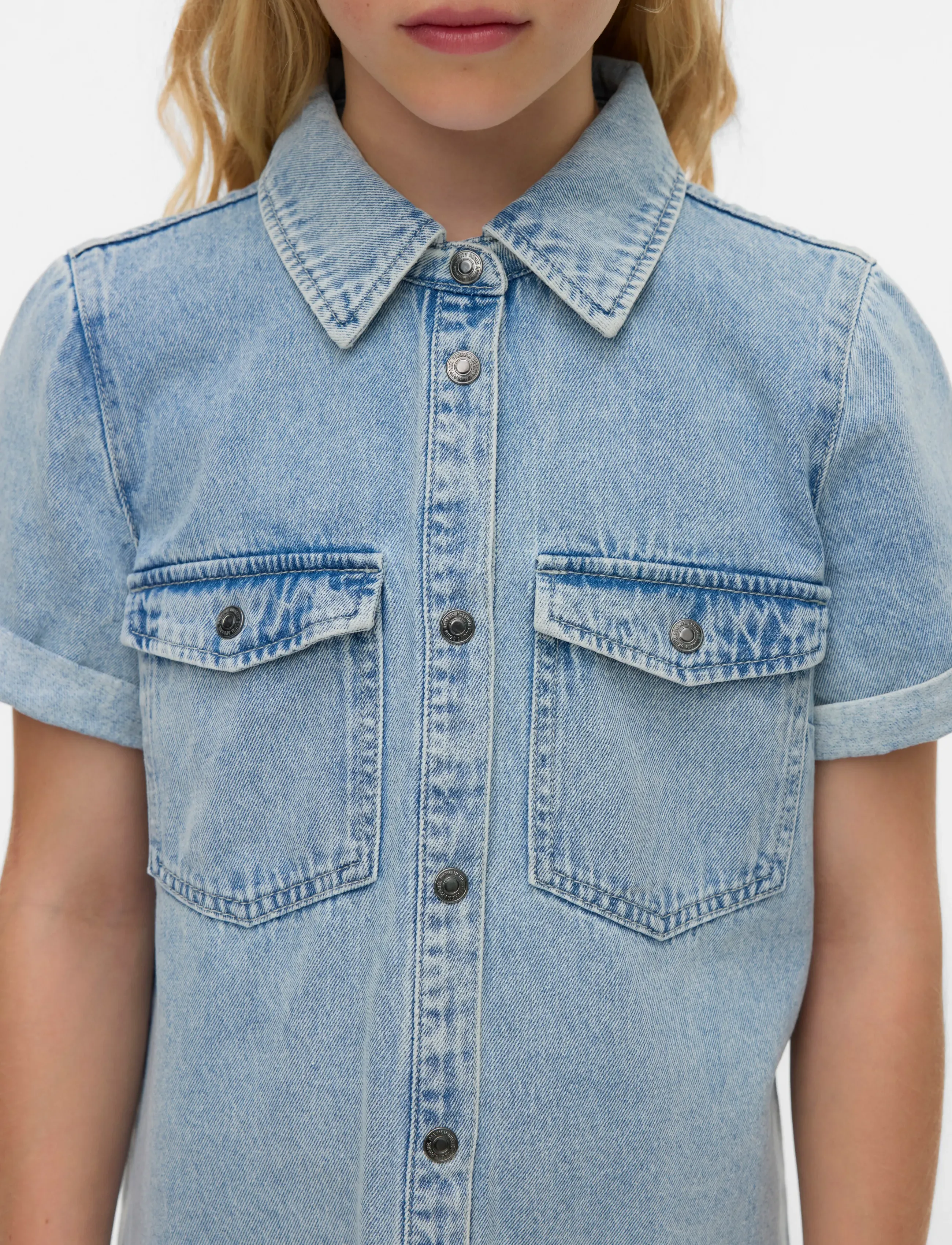 Vero Moda Girl - VMJENNIE SS SHORT DENIM DRESS GA GIRL - kurzärmelige freizeitkleider - light blue denim - 5