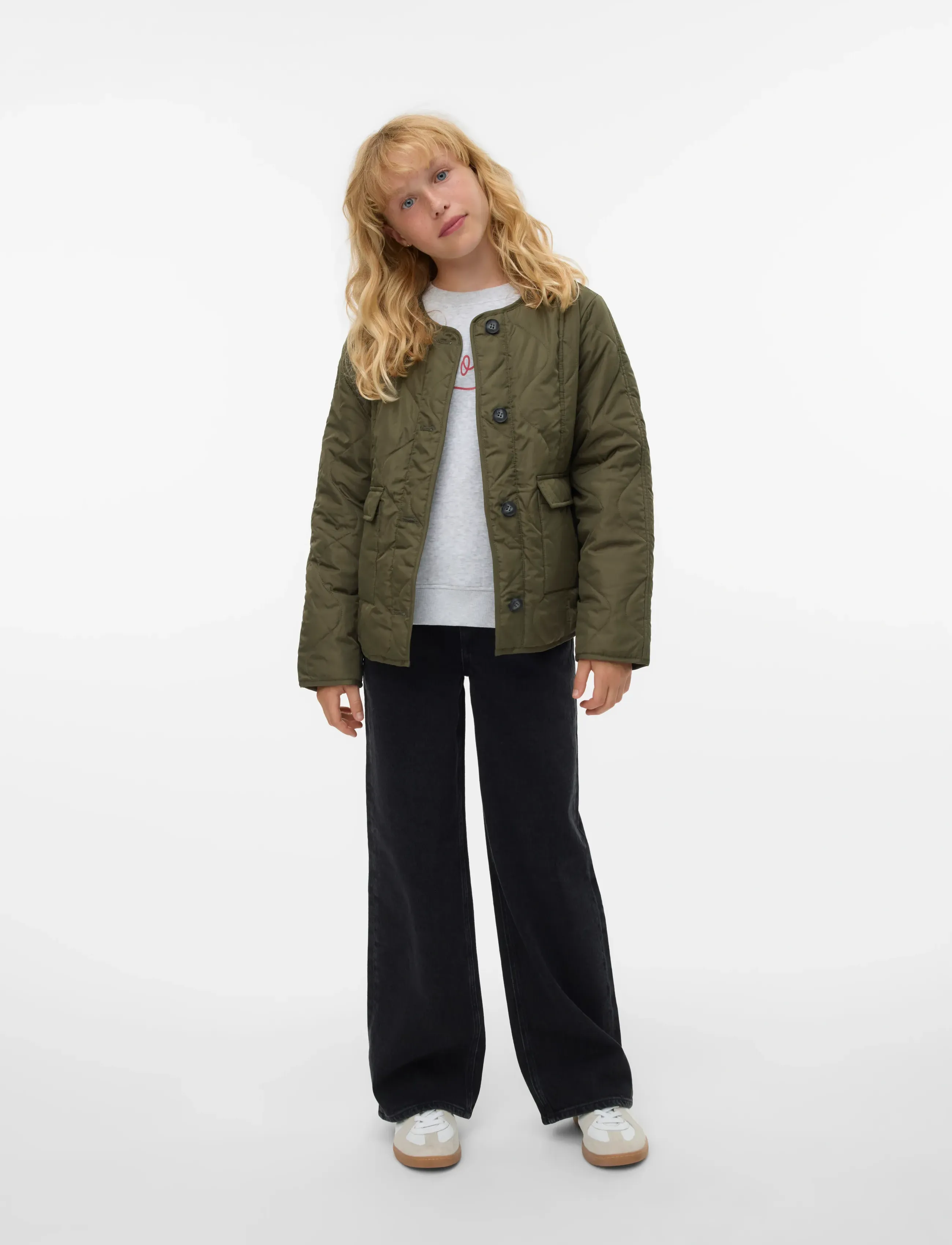 Vero Moda Girl Vmmillie Jacket Girl, 140, Green, Jakker & Frakker > Quiltede Jakker, Børn