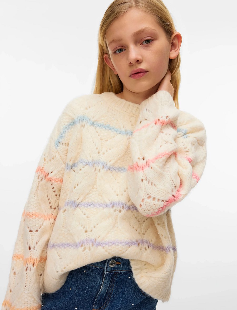 Vero Moda Girl - VMNEW HATTY LS O-N STITCH PULLOVER GIRL - peysur - birch - 4