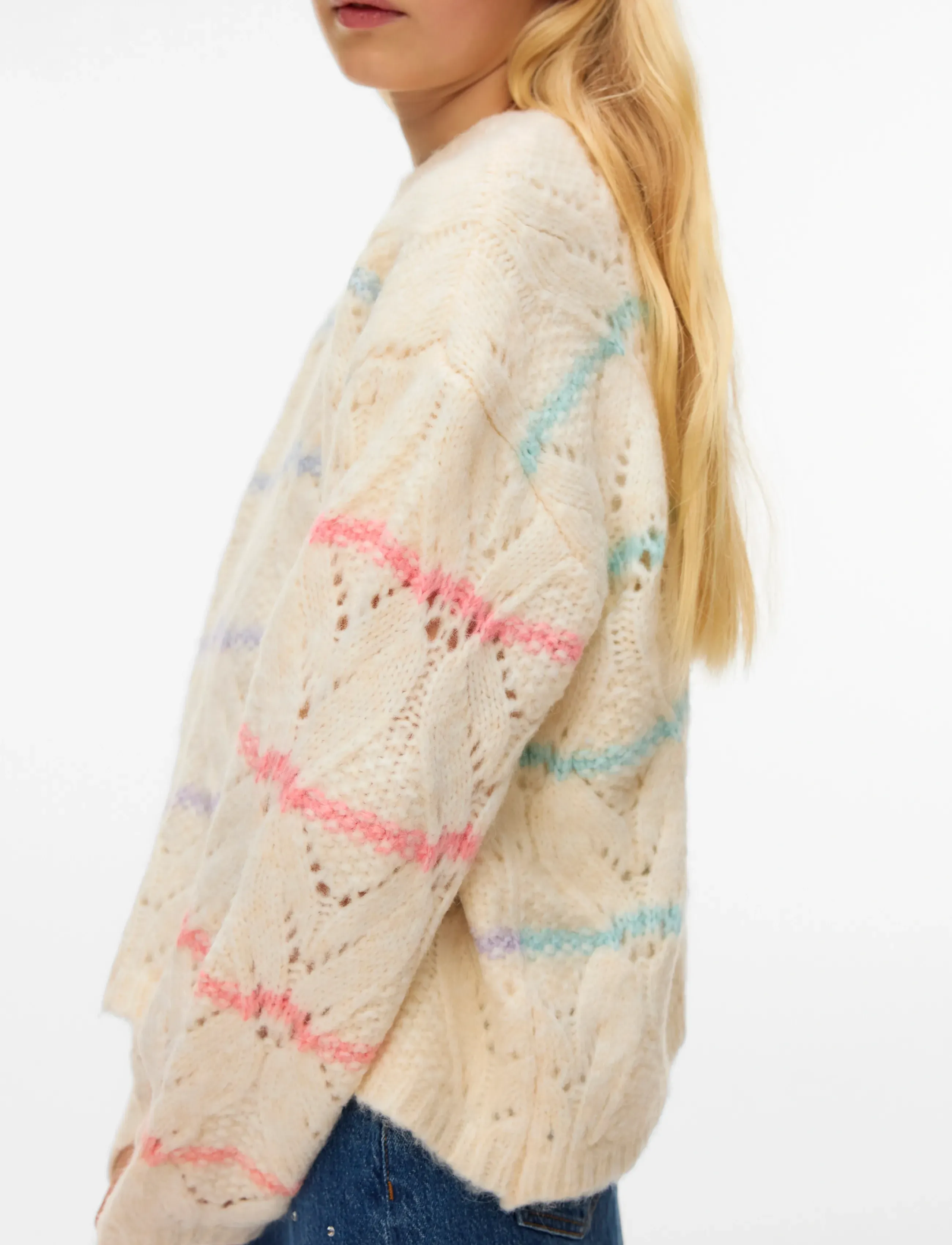 Vero Moda Girl VMNEW HATTY LS O-N STITCH PULLOVER GIRL - Geburtstag - BIRCH / cream