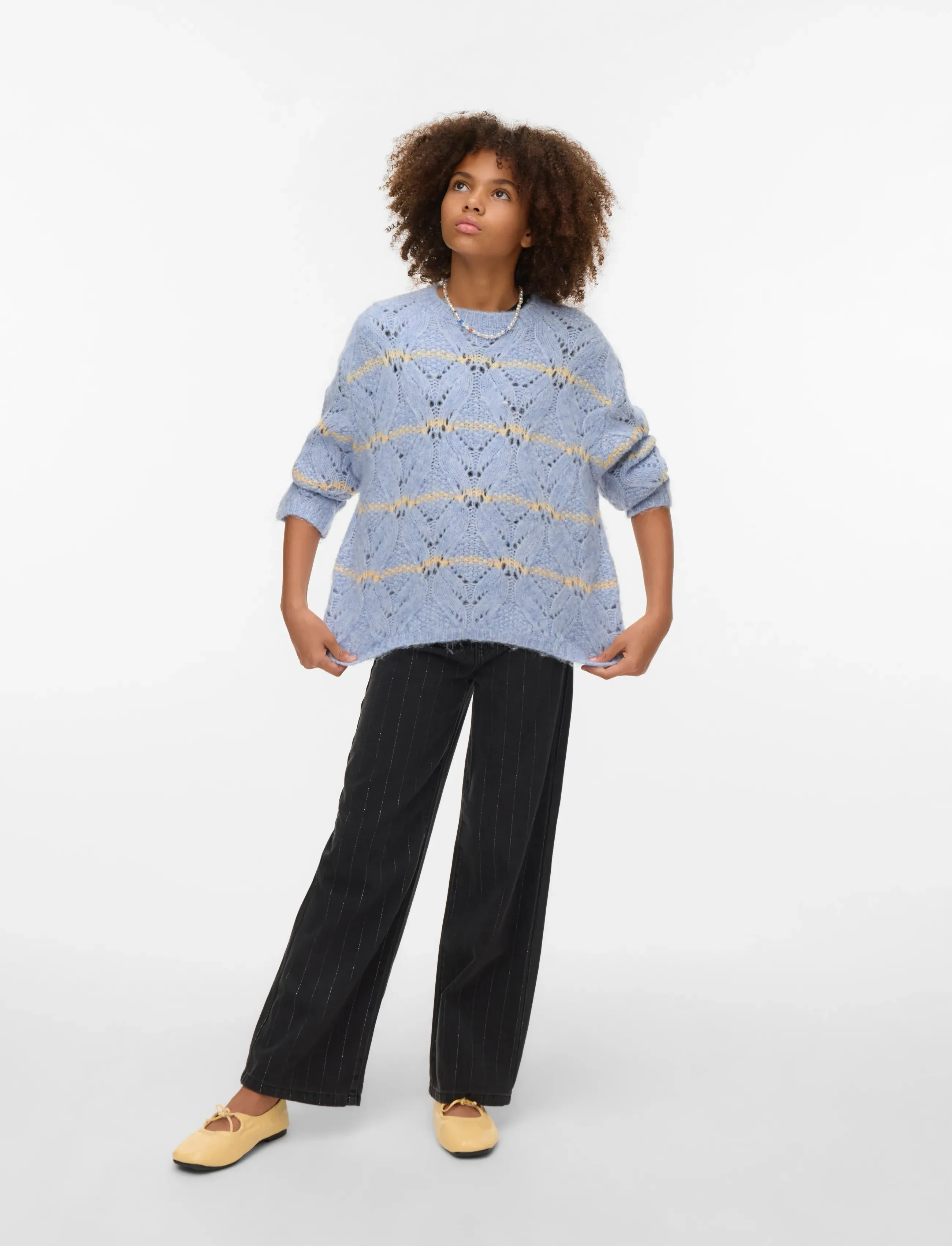 Vero Moda Girl VMNEW HATTY LS O-N STITCH PULLOVER GIRL - Stickade tröjor - BRUNNERA BLUE / blue