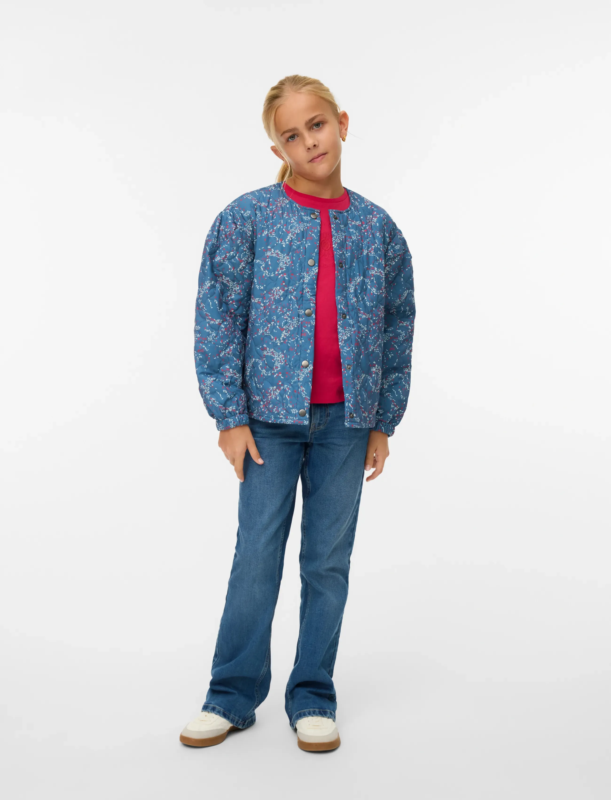 Vero Moda Girl Vmiris Mon Quilt Cardigan Wvn Girl, 164, Jackets & Coats, Blau - Quilted Jackets, Kinder