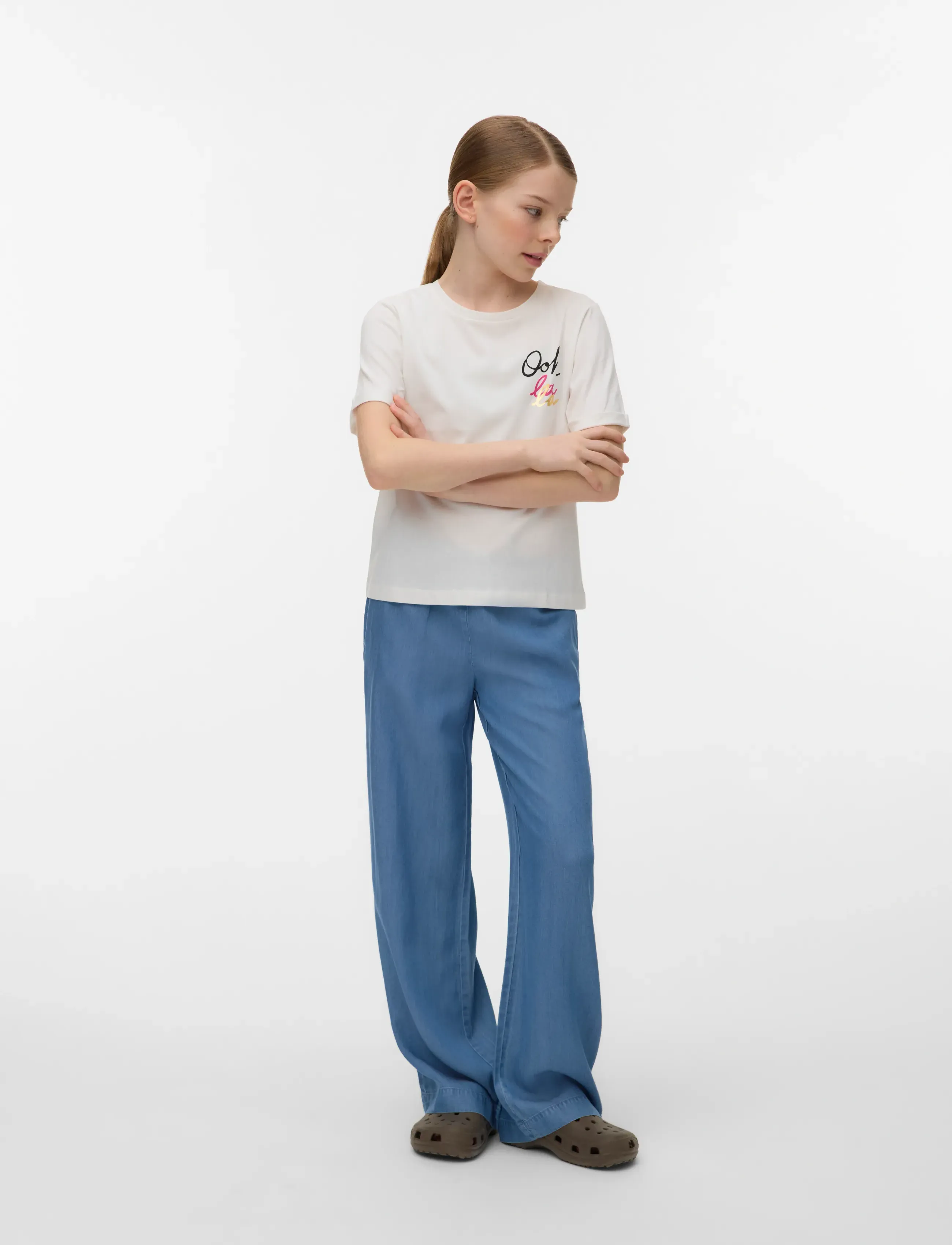 Vero Moda Girl VMBREE HW LONG LOOSE TENCEL PANTS GIRL - Underdele - MEDIUM BLUE DENIM / blue