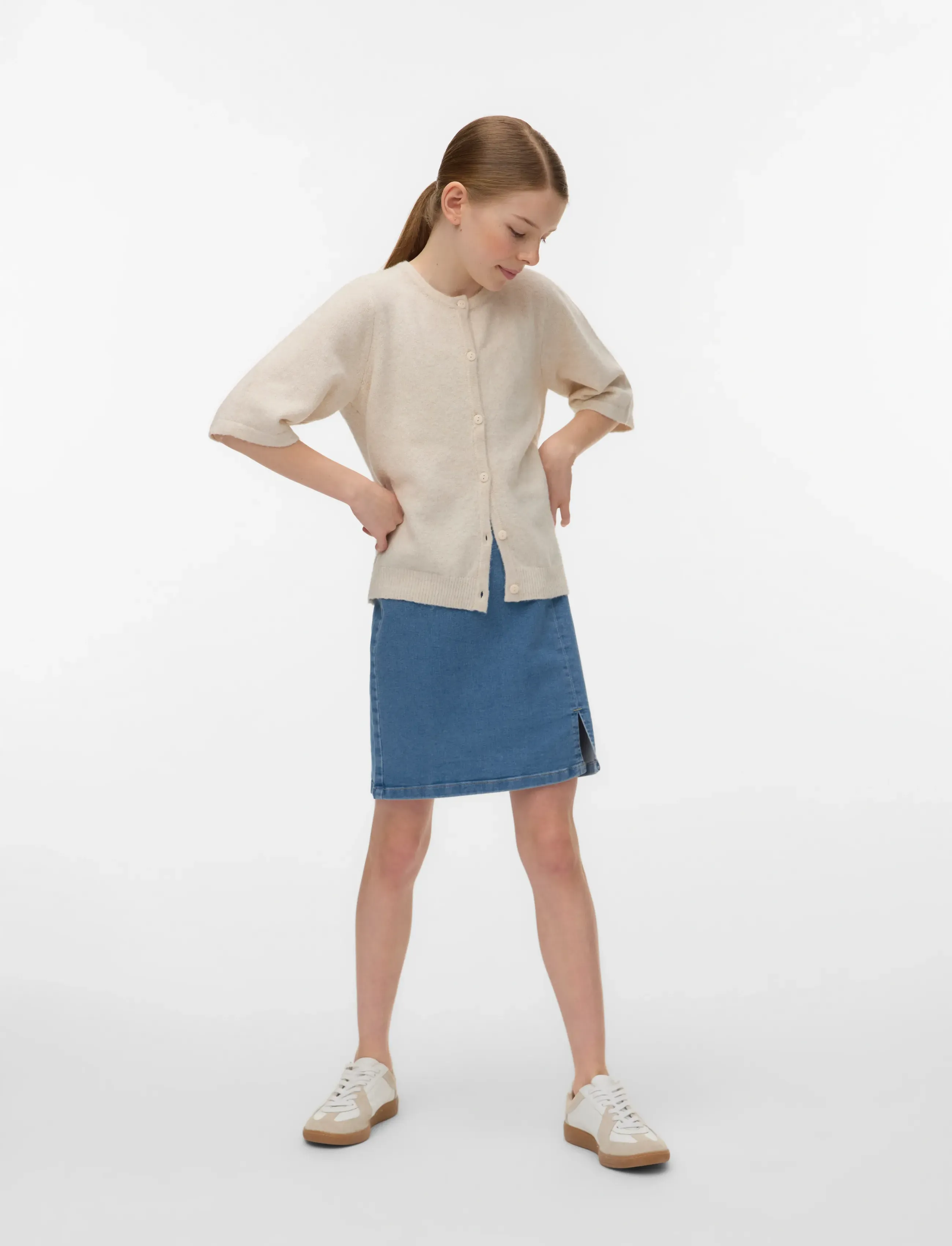 Vero Moda Girl VMNELLY HR SHORT SKIRT DNM MIX GIRL - Klänningar & Kjolar - MEDIUM BLUE DENIM / blue